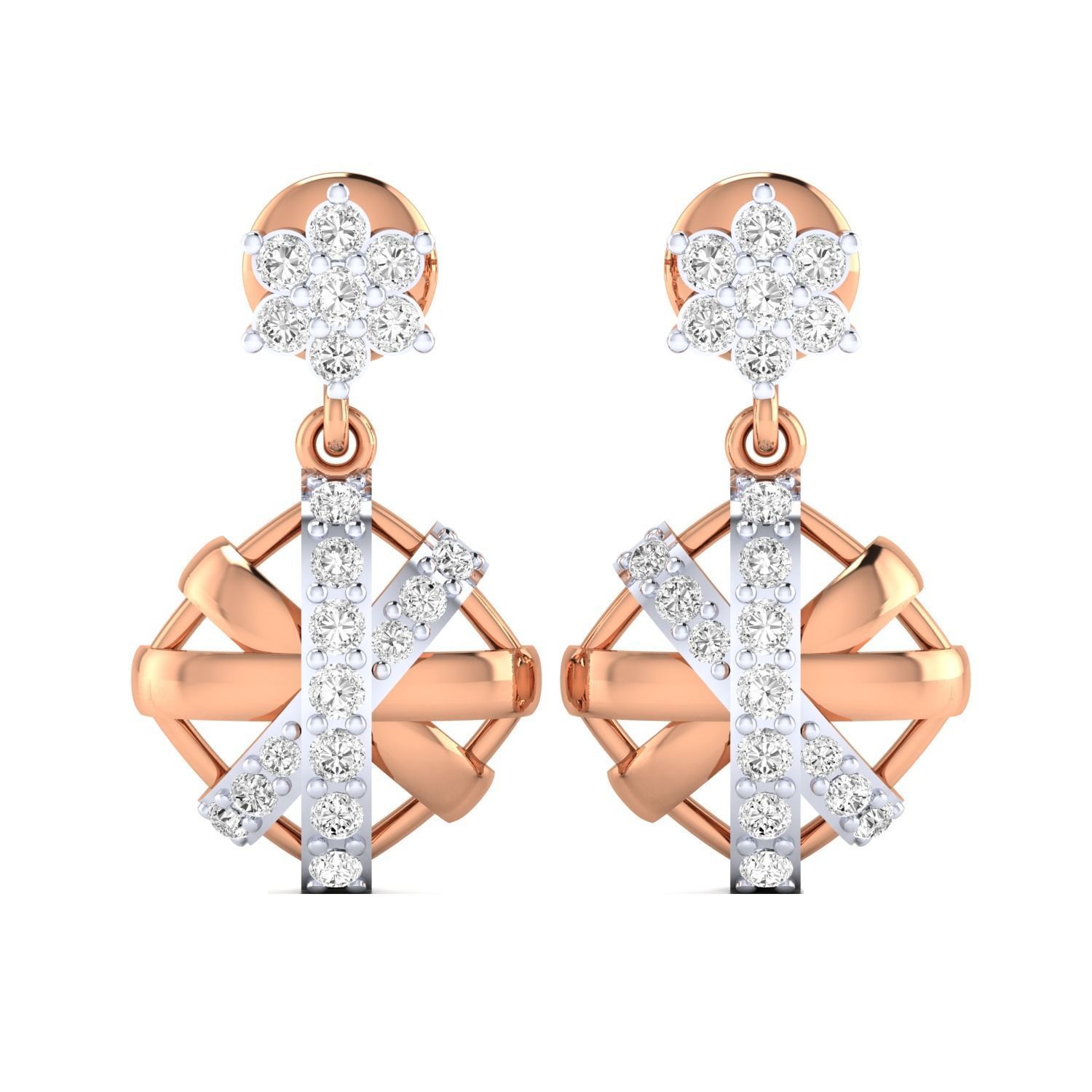 Women Long Drop Earrings STL OBJ FBX Renders Details 3D print model_1