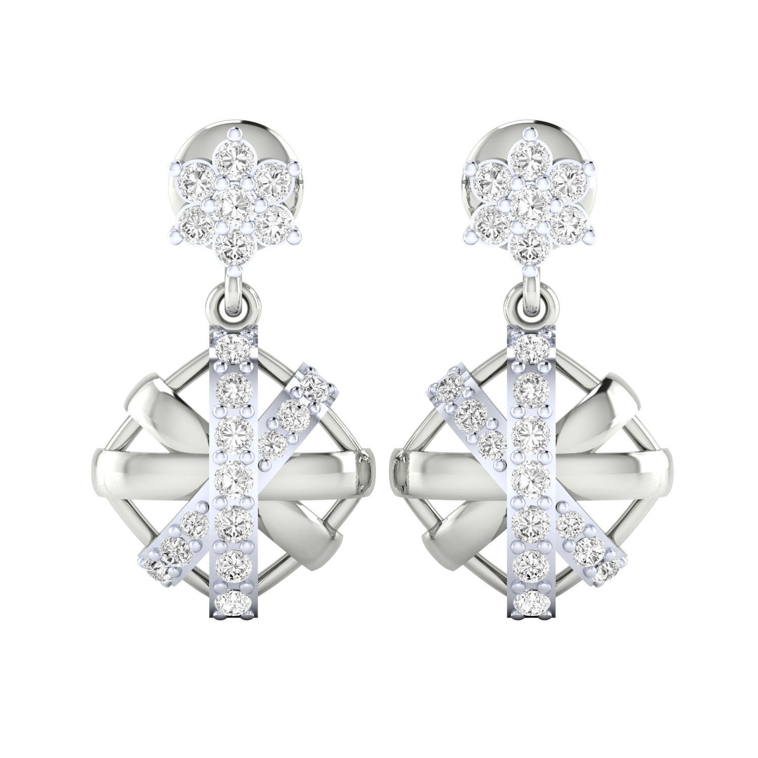 Women Long Drop Earrings STL OBJ FBX Renders Details 3D print model_6