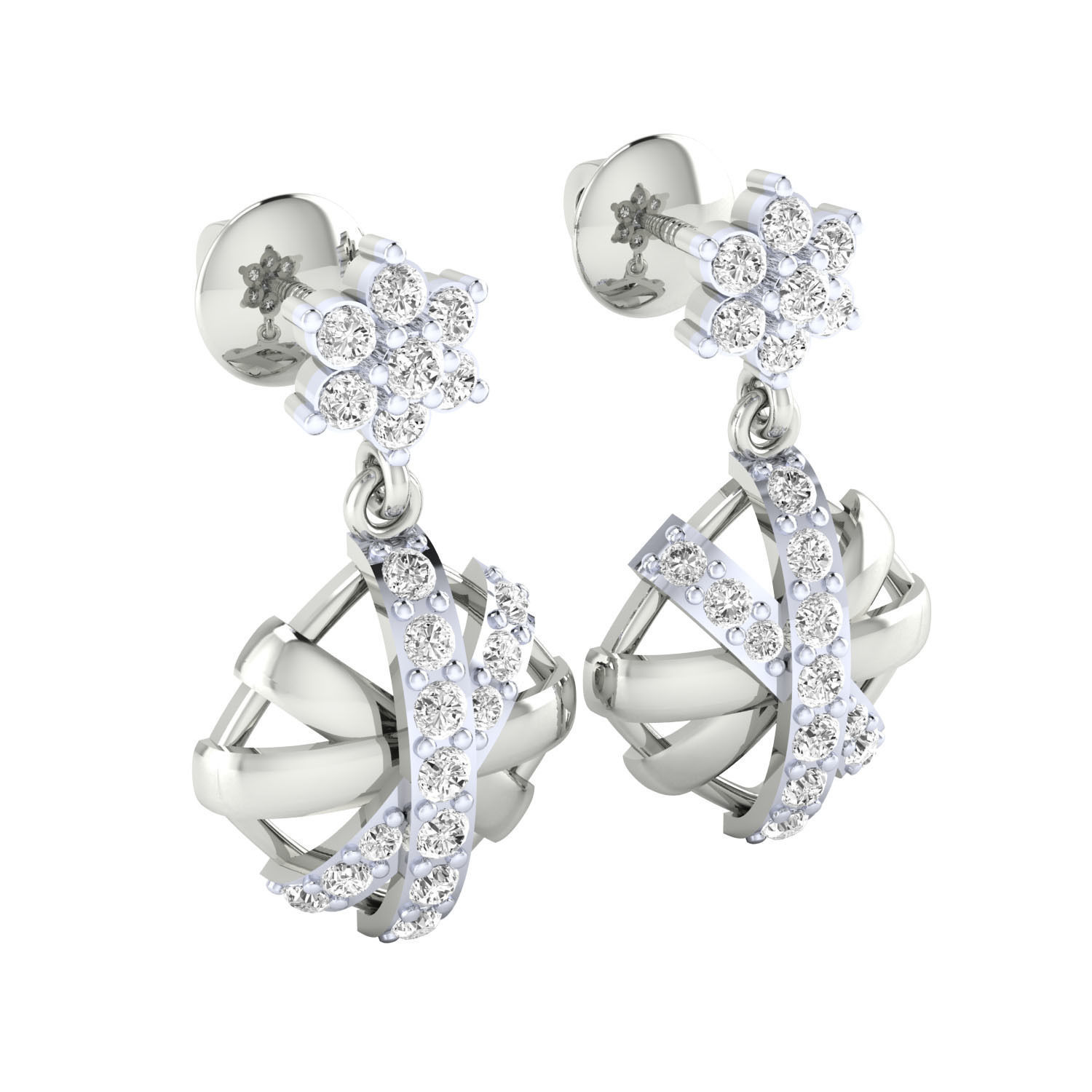 Women Long Drop Earrings STL OBJ FBX Renders Details 3D print model_8