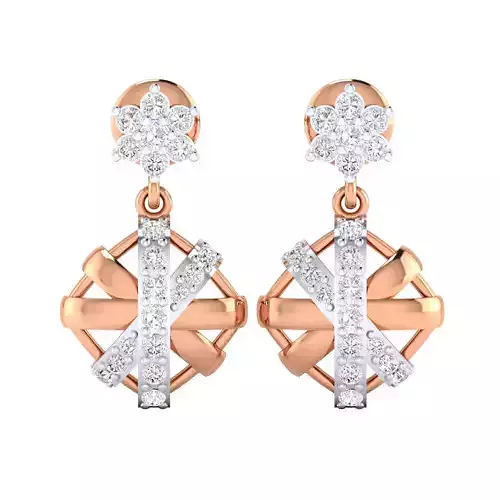 Women Long Drop Earrings STL OBJ FBX Renders Details