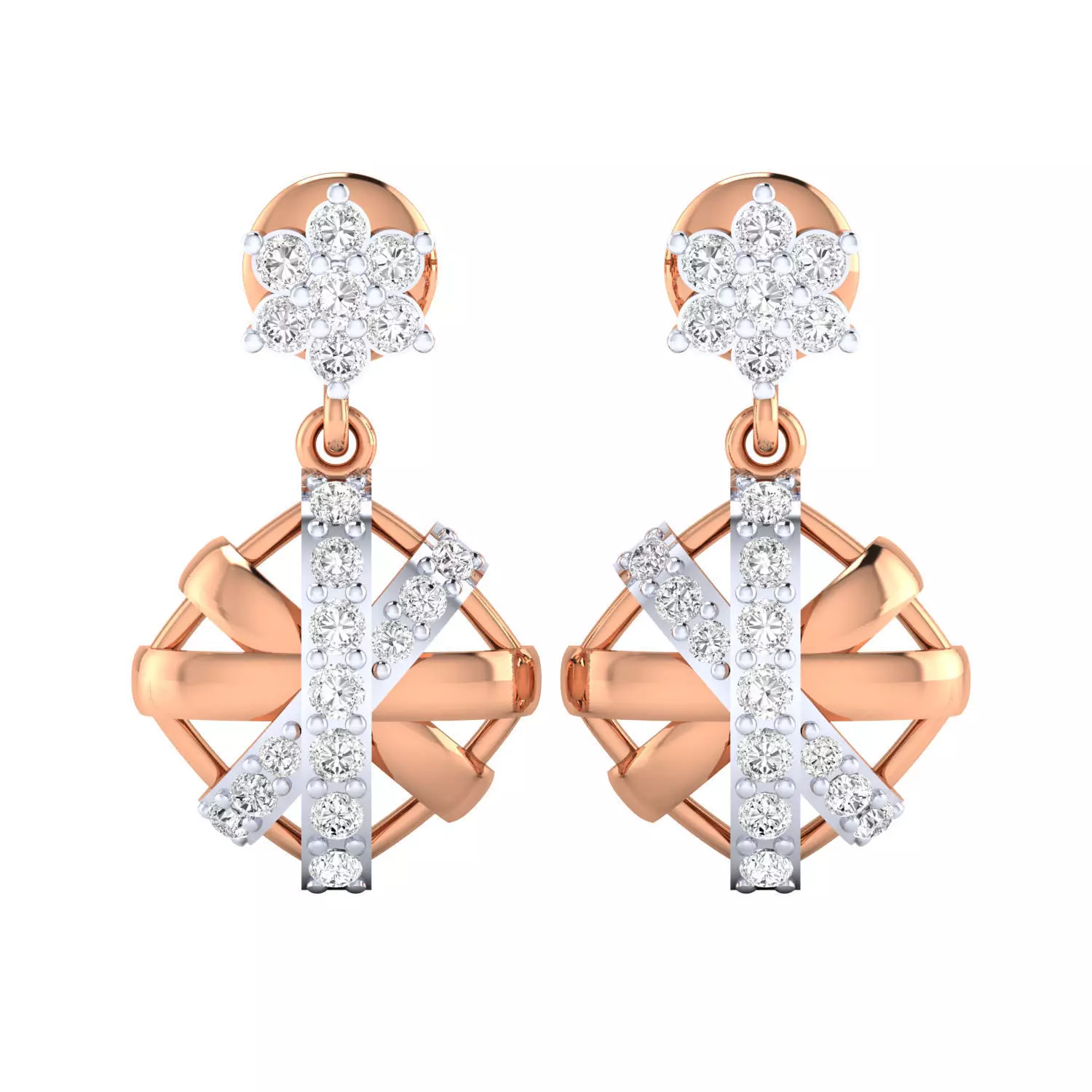 Women Long Drop Earrings STL OBJ FBX Renders Details 3D print model_0