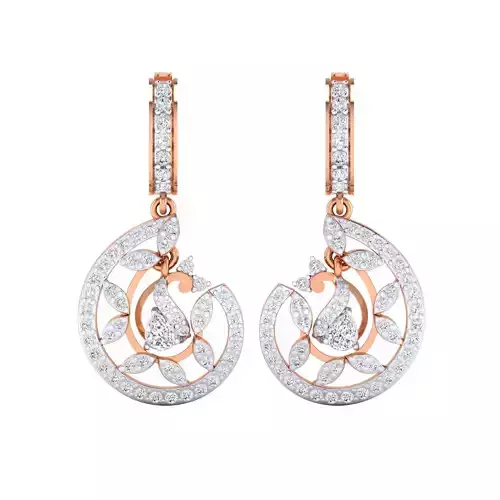Women Long Drop Earrings STL OBJ FBX Renders Details