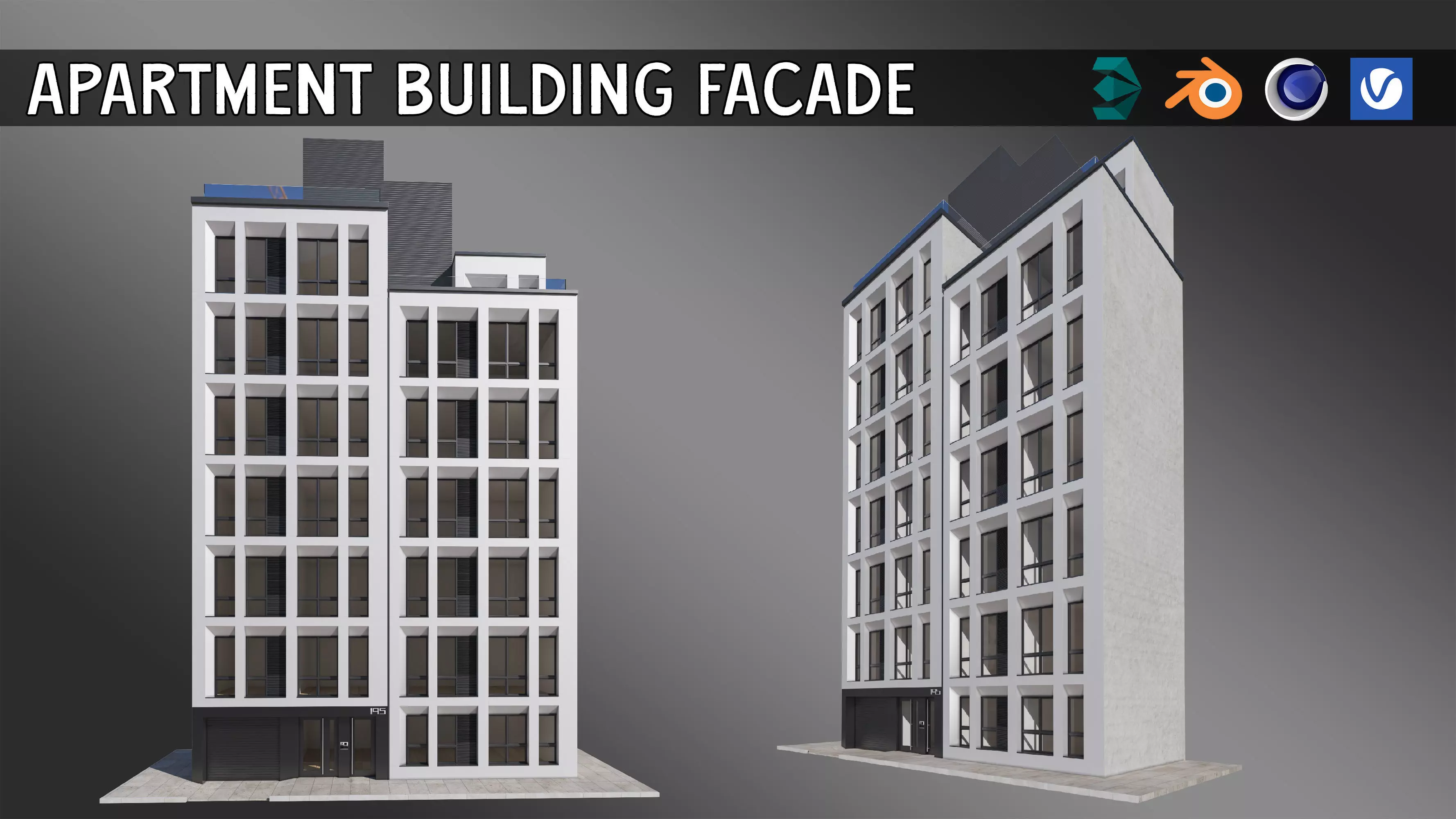 Apartment Building Facade 01  3D model_0