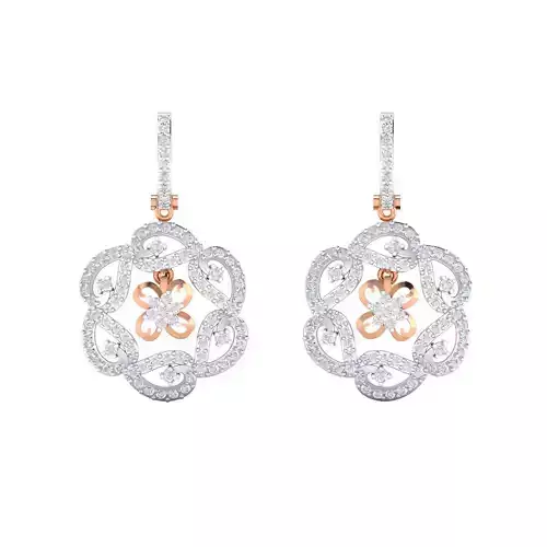 Women Long Drop Earrings STL OBJ FBX Renders Details