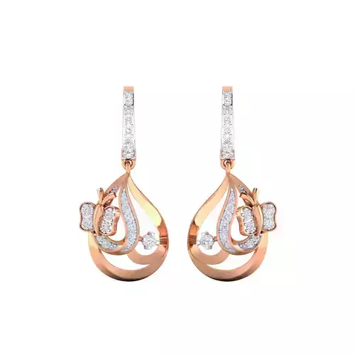 Women Long Drop Earrings STL OBJ FBX Renders Details