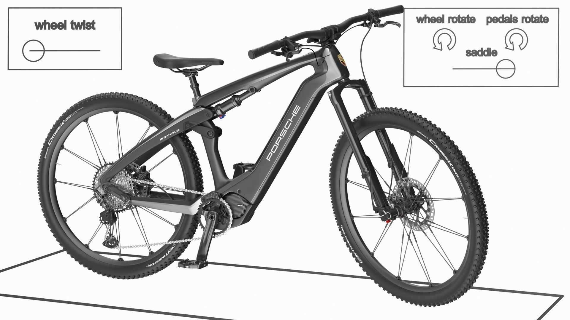 Porsche eBike Cross Black Rigged 3D model_8