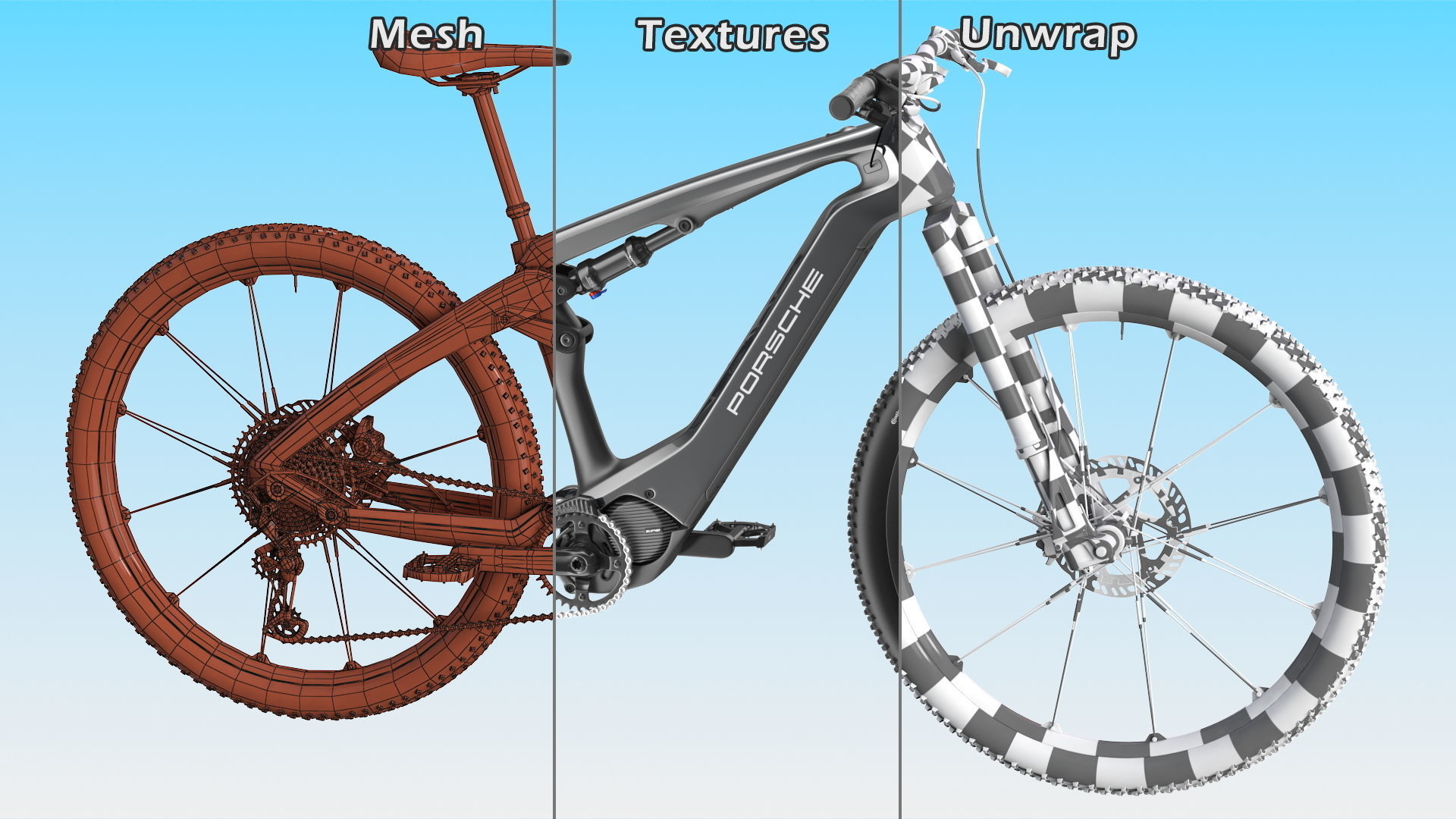 Porsche eBike Cross Black Rigged 3D model_26