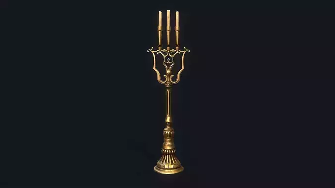 Medieval Candlestick large Low-poly 3D model