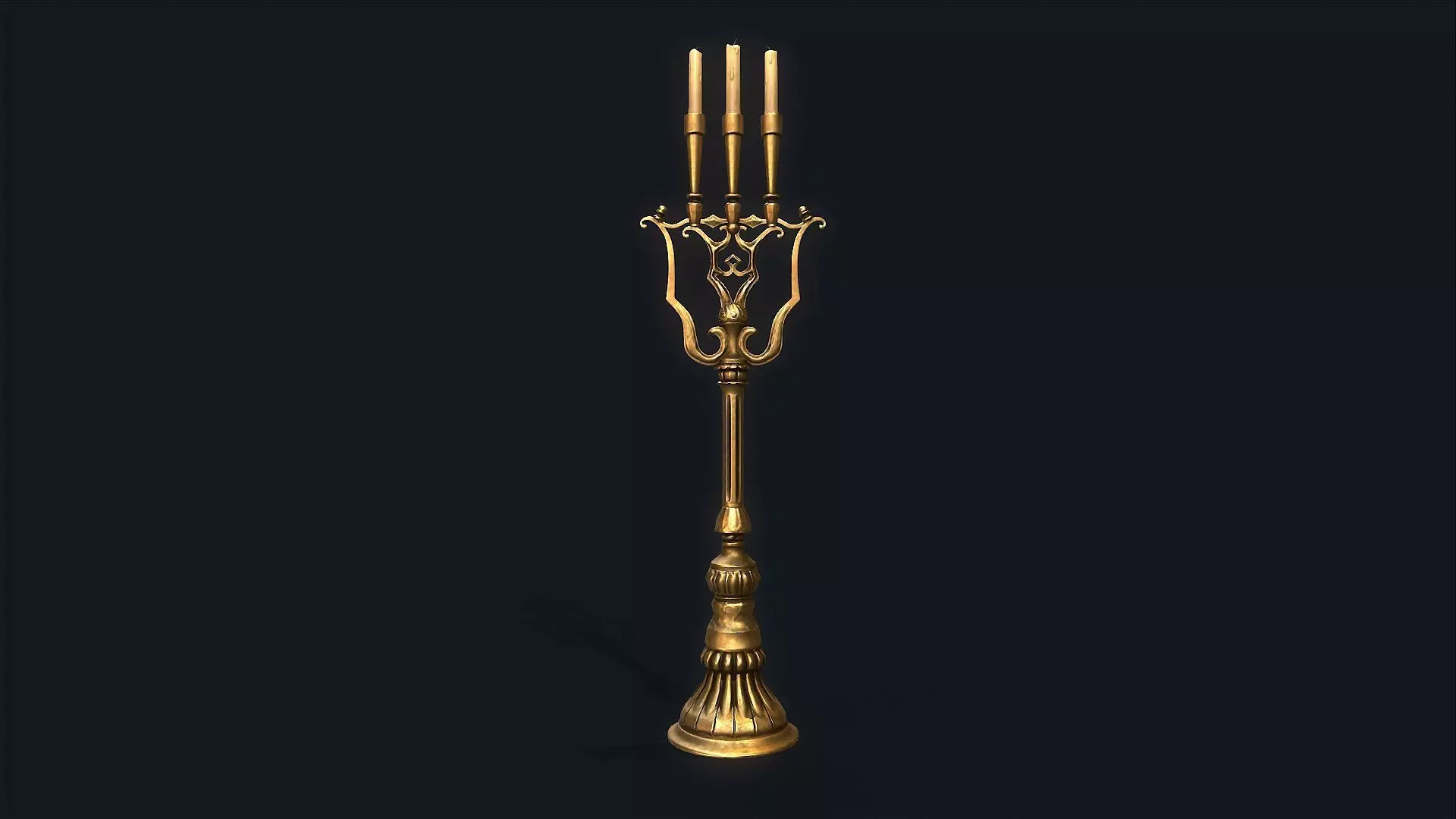 Medieval Candlestick large Low-poly 3D model_0
