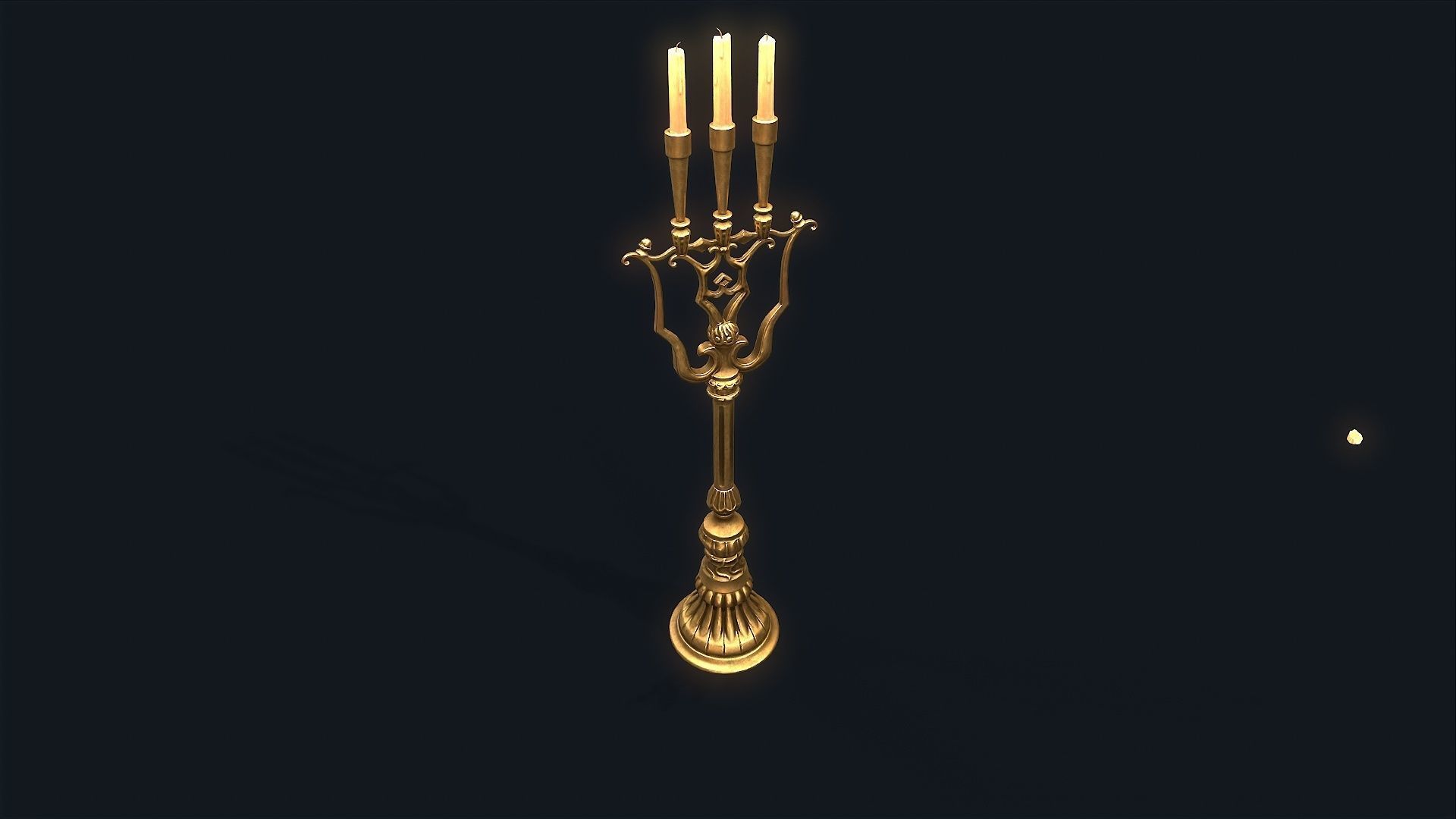 Medieval Candlestick large Low-poly 3D model_1