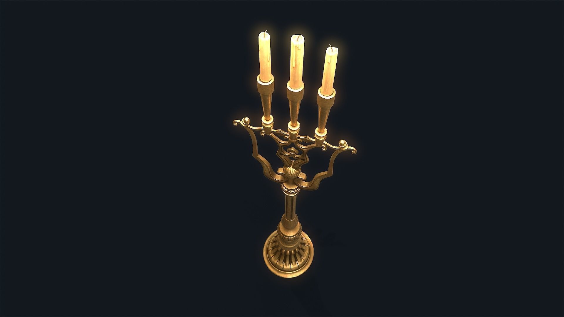Medieval Candlestick large Low-poly 3D model_3