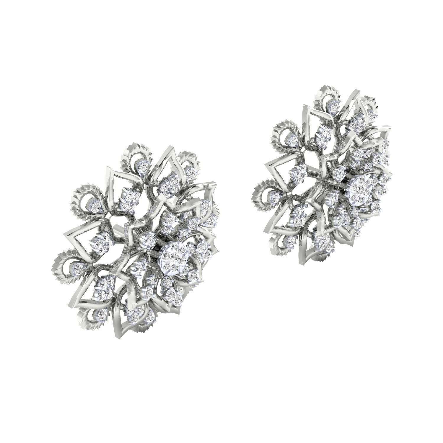 Women Stud Earrings STL OBJ FBX Renders Details 3D print model_6