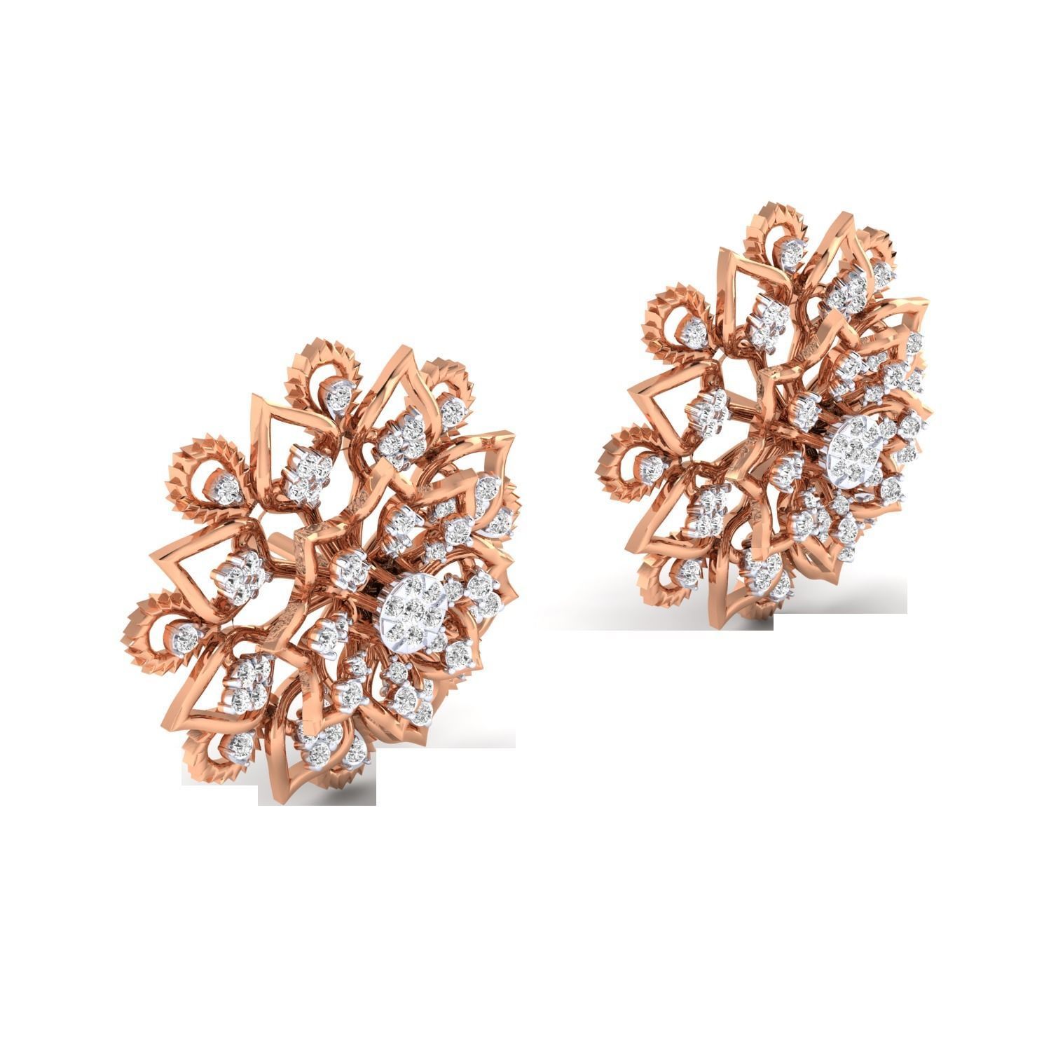 Women Stud Earrings STL OBJ FBX Renders Details 3D print model_2