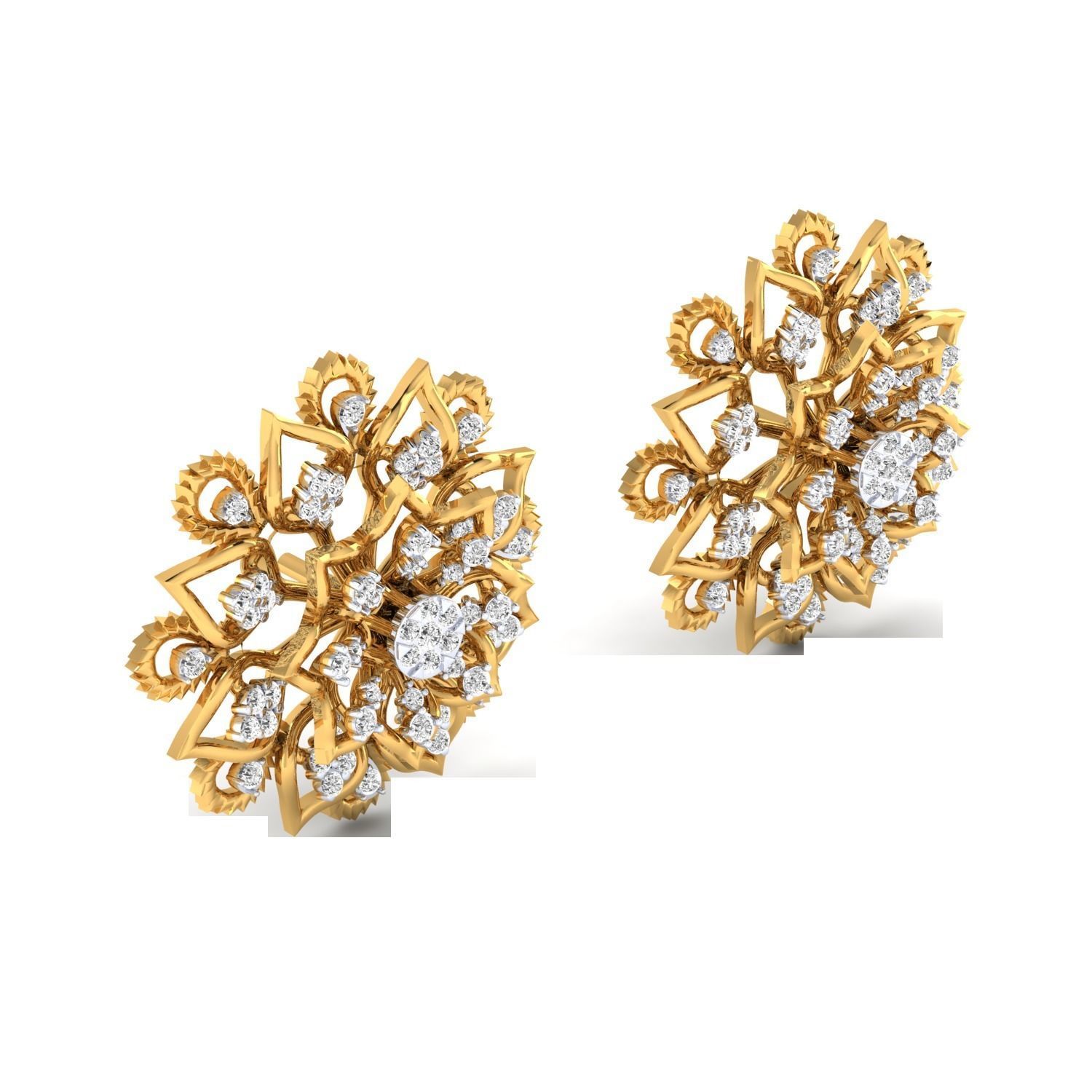 Women Stud Earrings STL OBJ FBX Renders Details 3D print model_13