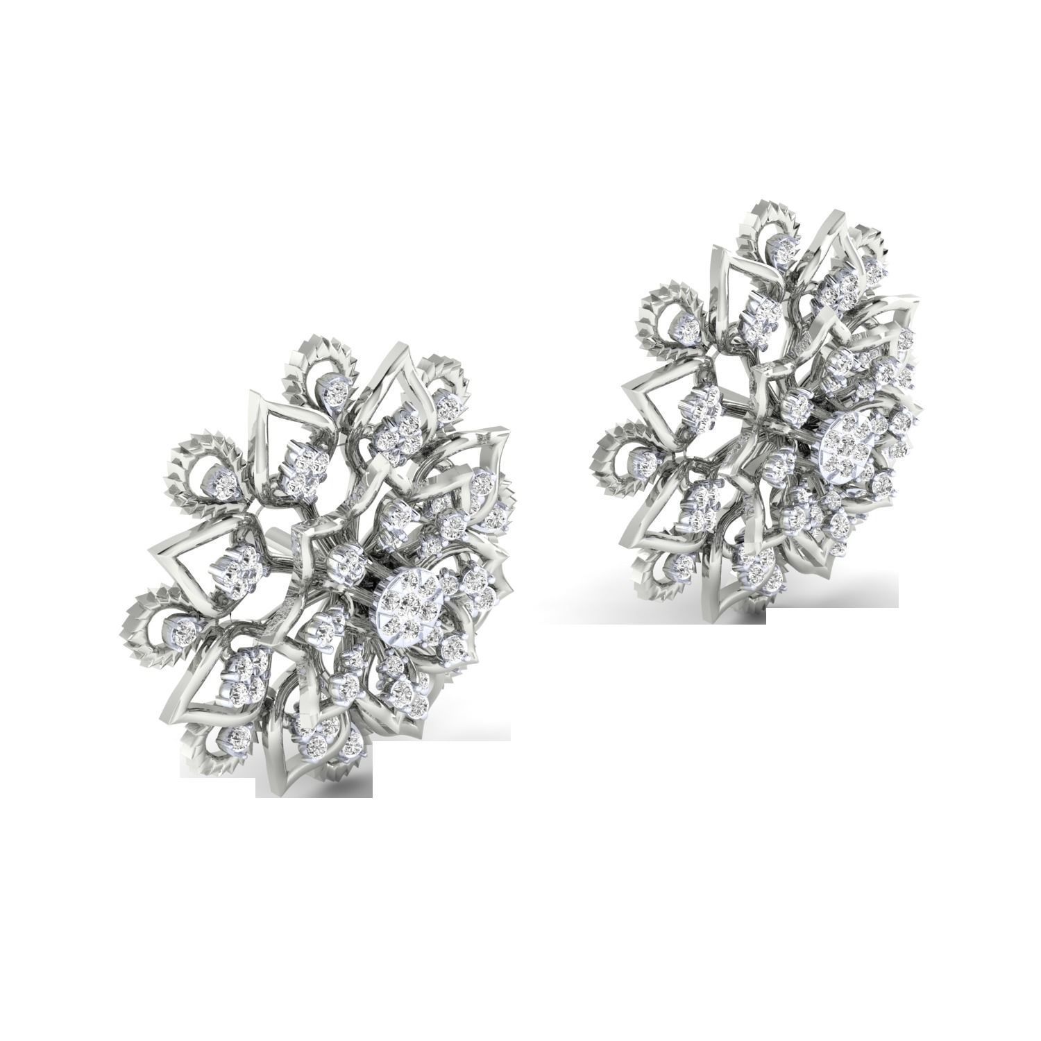 Women Stud Earrings STL OBJ FBX Renders Details 3D print model_7