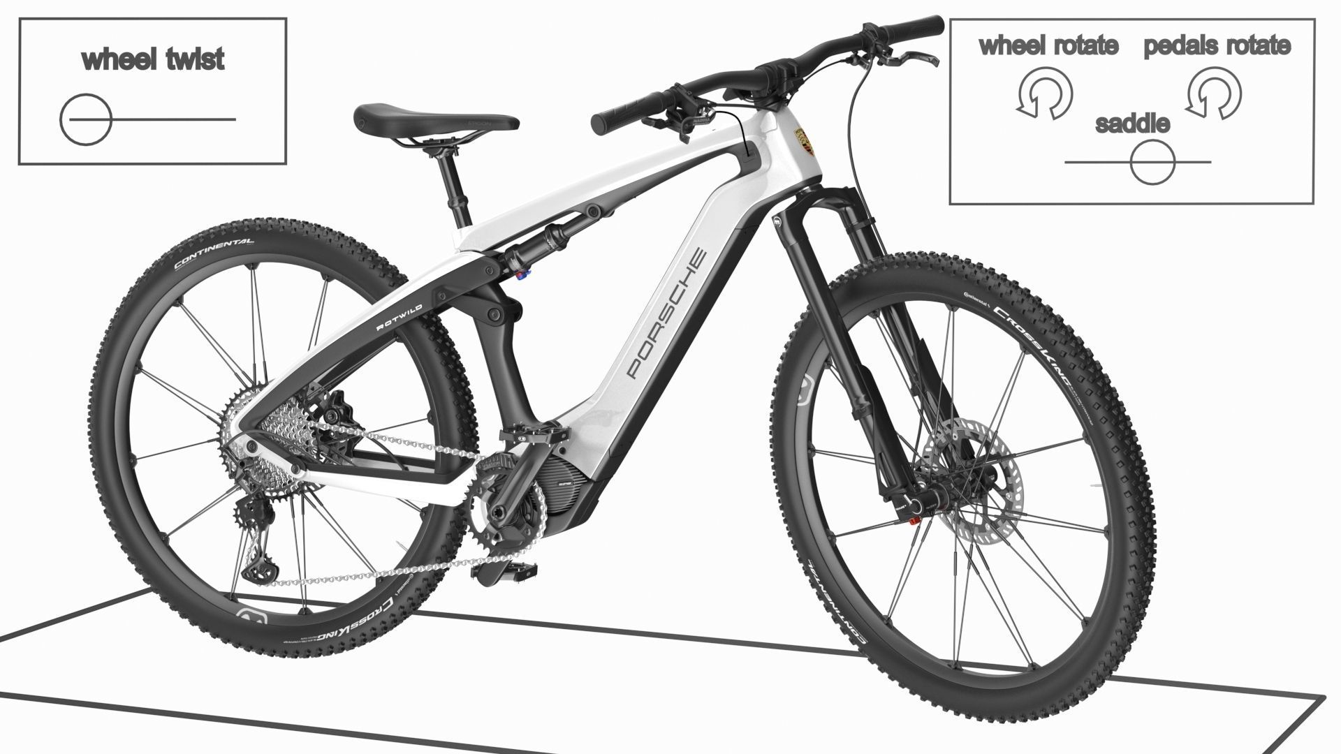 Porsche eBike Cross White Rigged 3D model_8