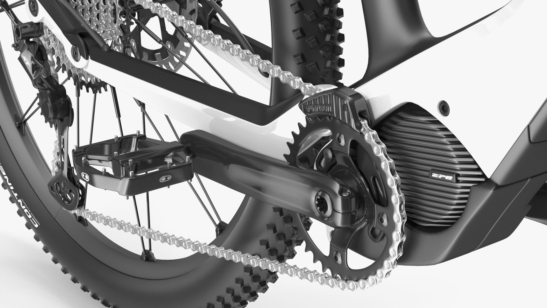 Porsche eBike Cross White Rigged 3D model_20