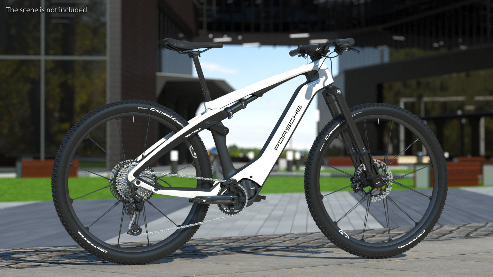 Porsche eBike Cross White Rigged 3D model_3