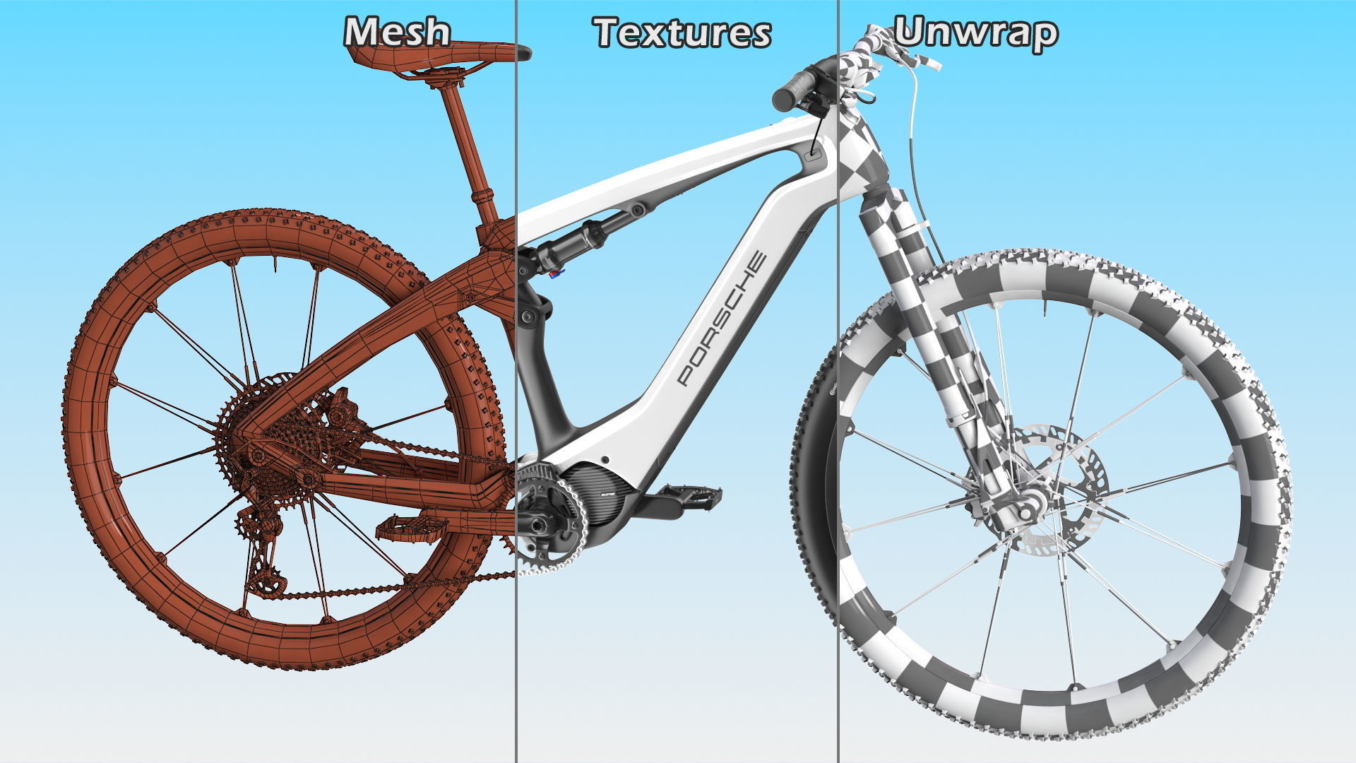 Porsche eBike Cross White Rigged 3D model_26