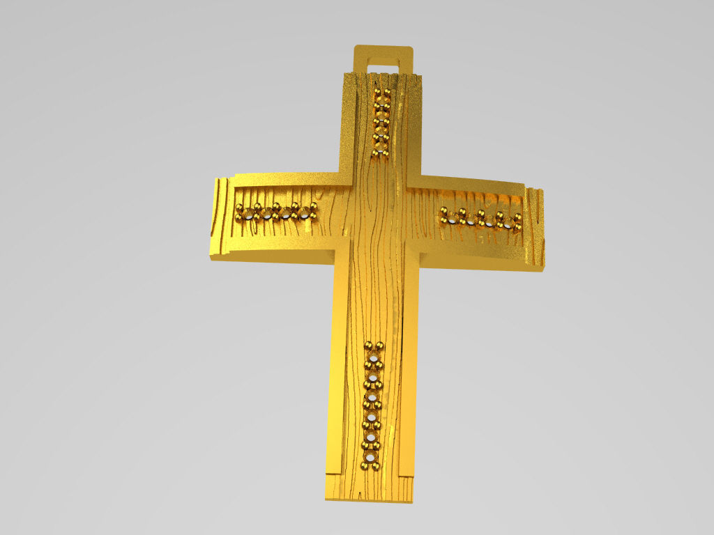 ZXS-0002 gold cross 3D print model_1