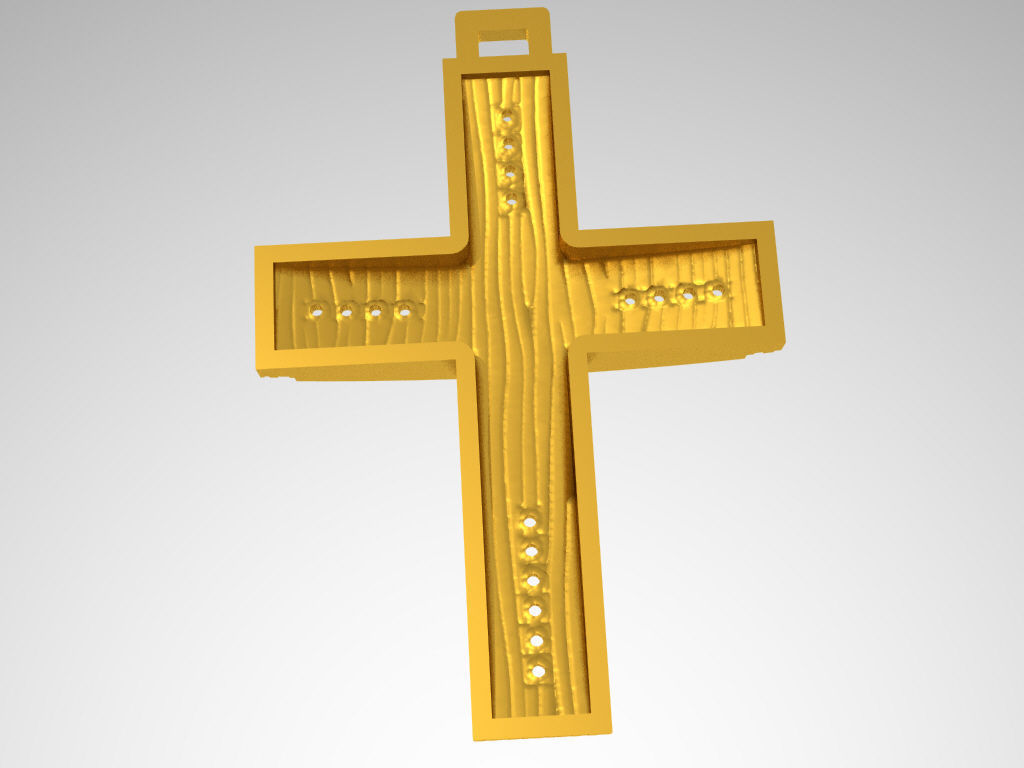 ZXS-0002 gold cross 3D print model_3