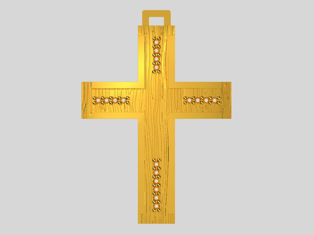 ZXS-0002 gold cross 3D print model_2