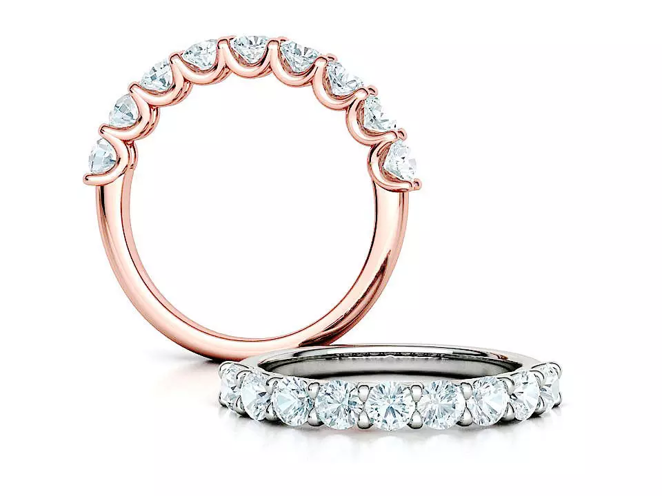 Half Eternity Band Ring U shape prongs 3mm 9 Stone 3D print model