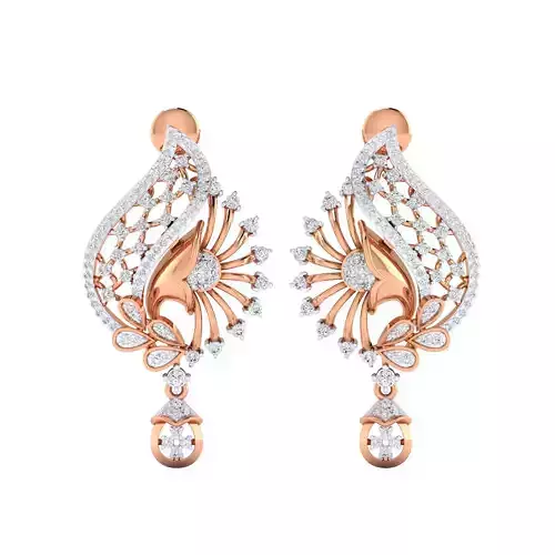 Women Long Drop Earrings STL OBJ FBX Renders Details