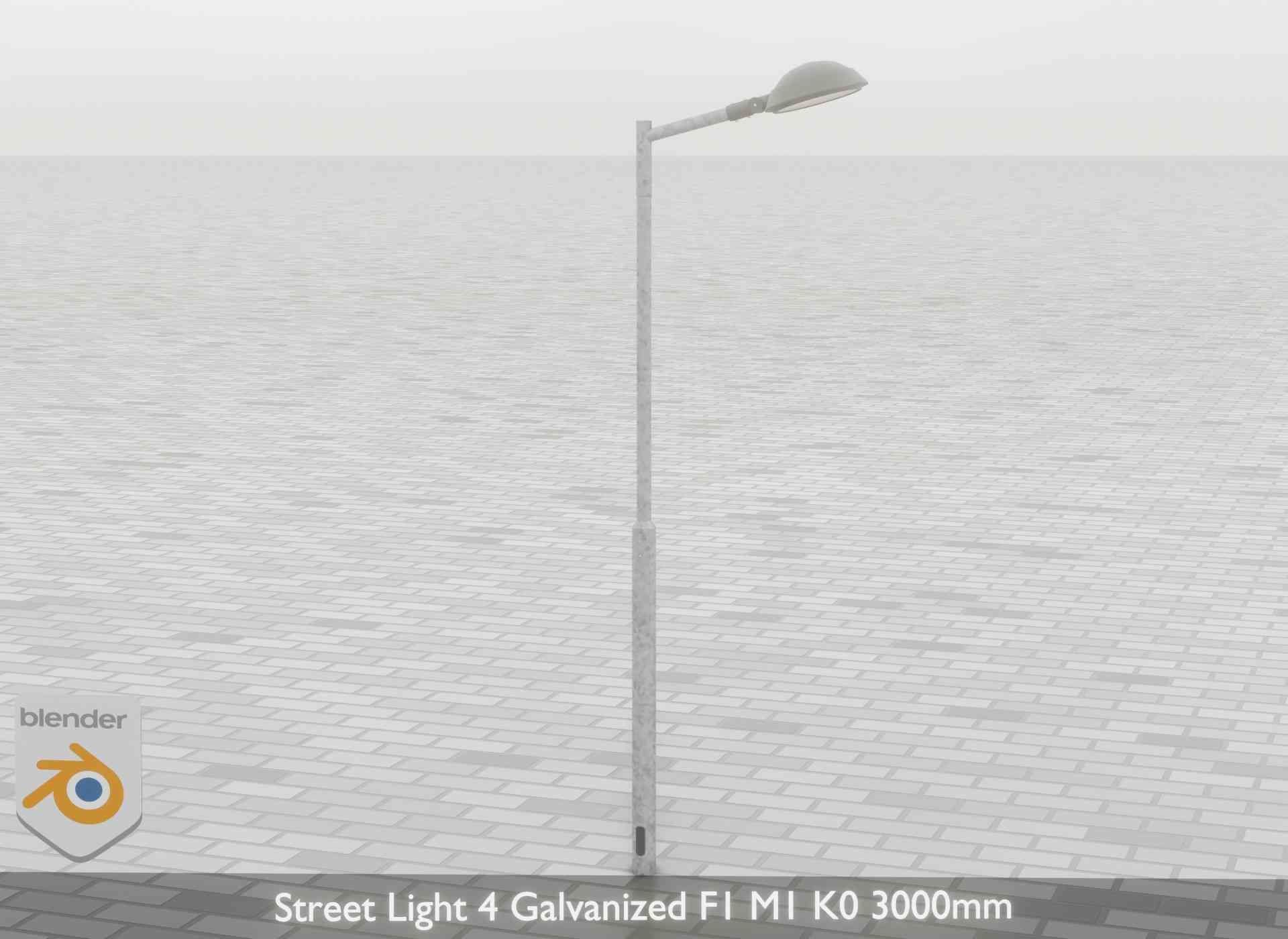 Street Light 4 Galvanized F1 M1 K0 3000mm Low-poly 3D model_63