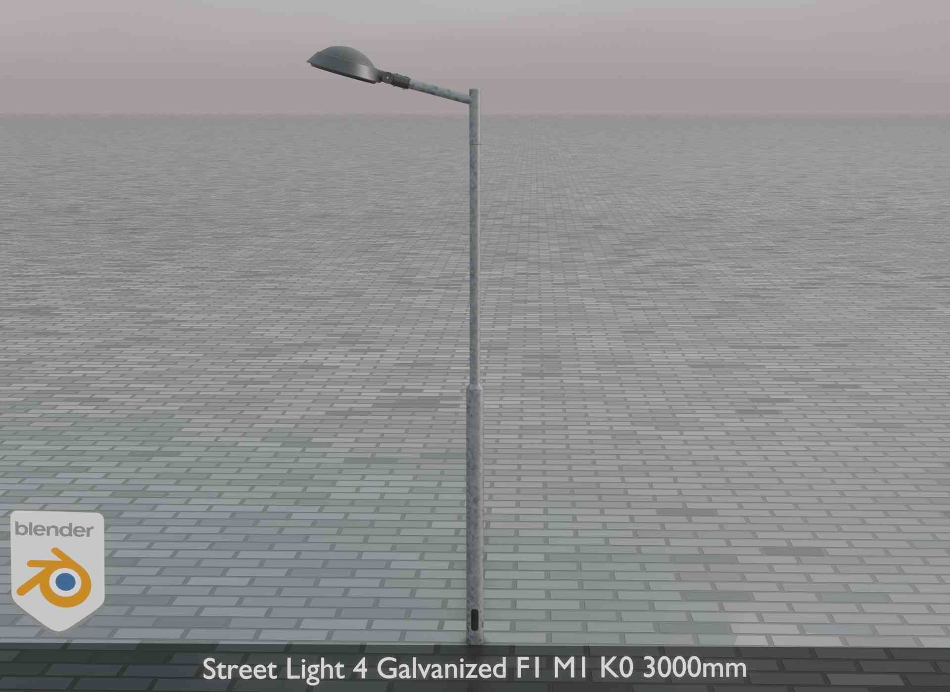 Street Light 4 Galvanized F1 M1 K0 3000mm Low-poly 3D model_81