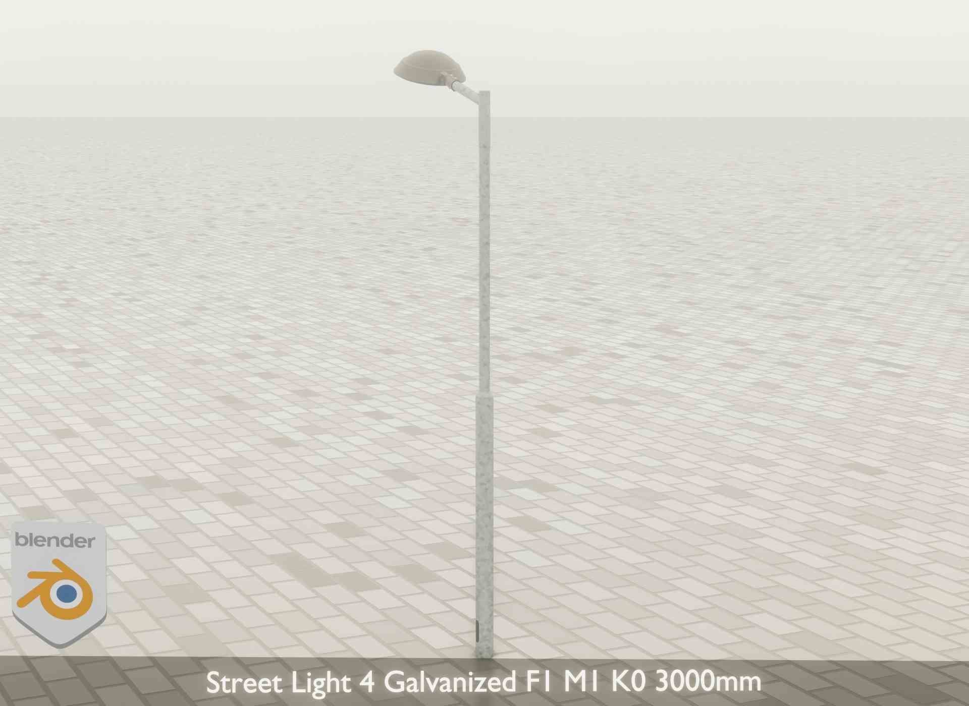 Street Light 4 Galvanized F1 M1 K0 3000mm Low-poly 3D model_48