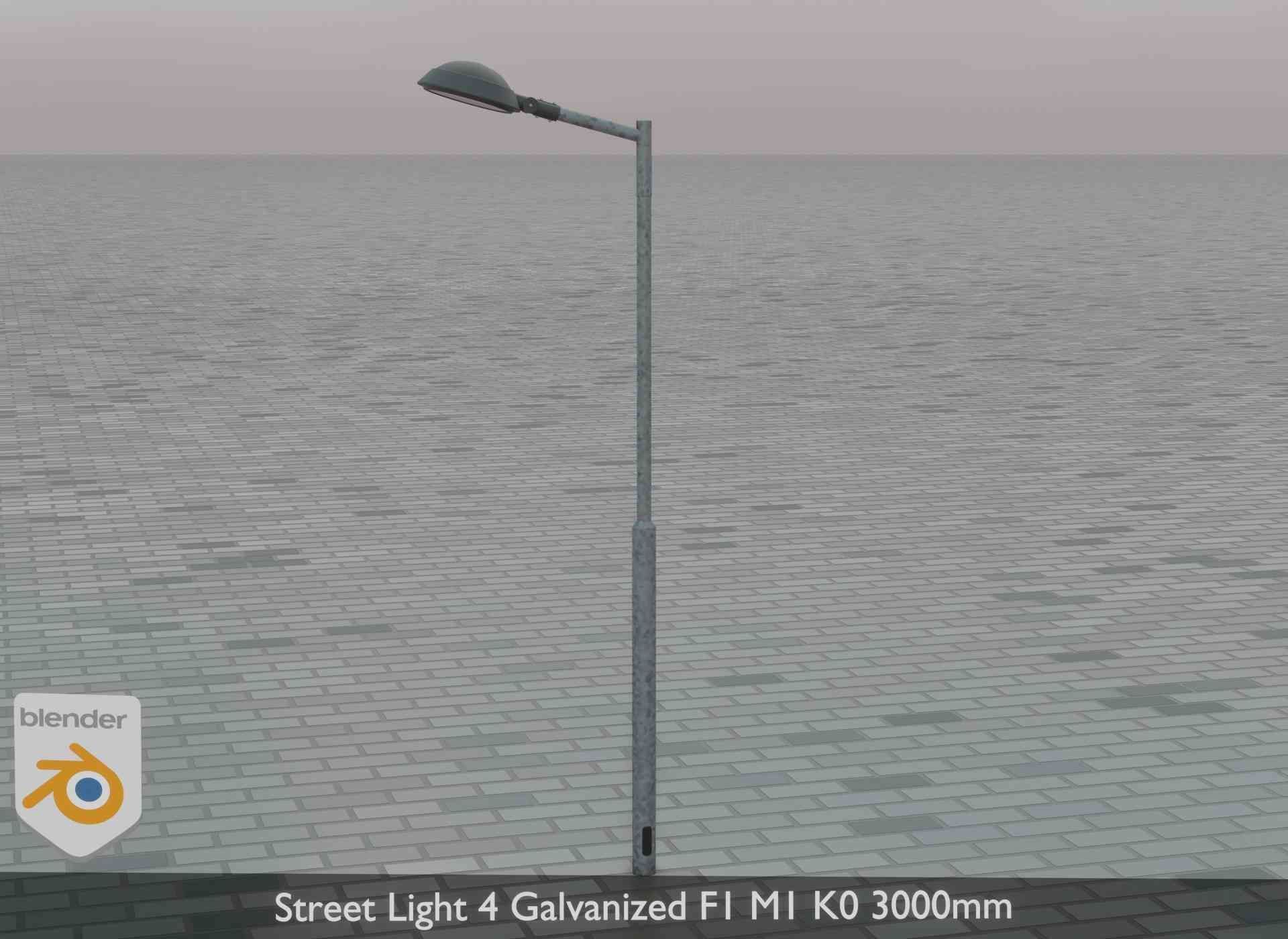 Street Light 4 Galvanized F1 M1 K0 3000mm Low-poly 3D model_79