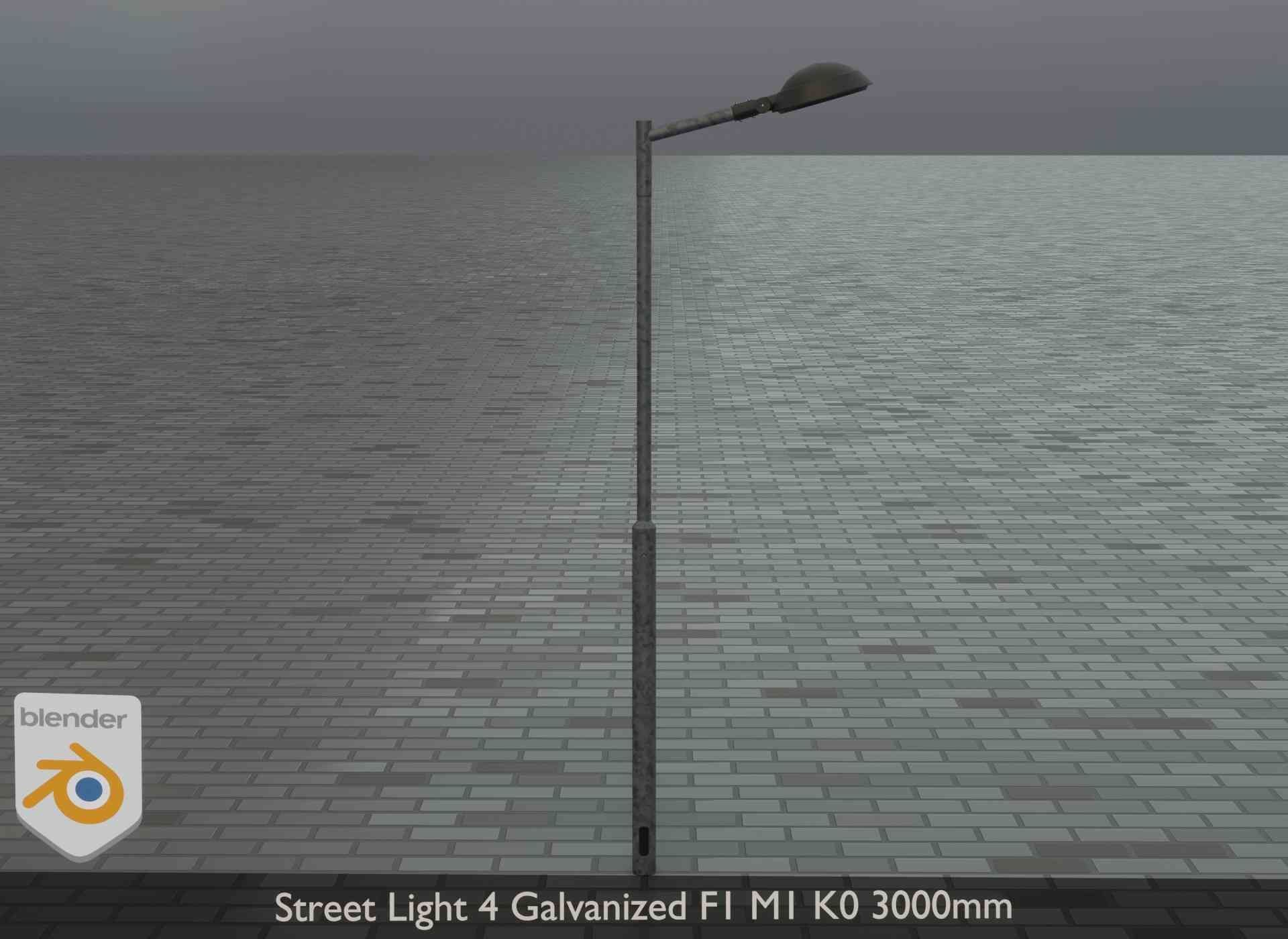 Street Light 4 Galvanized F1 M1 K0 3000mm Low-poly 3D model_22