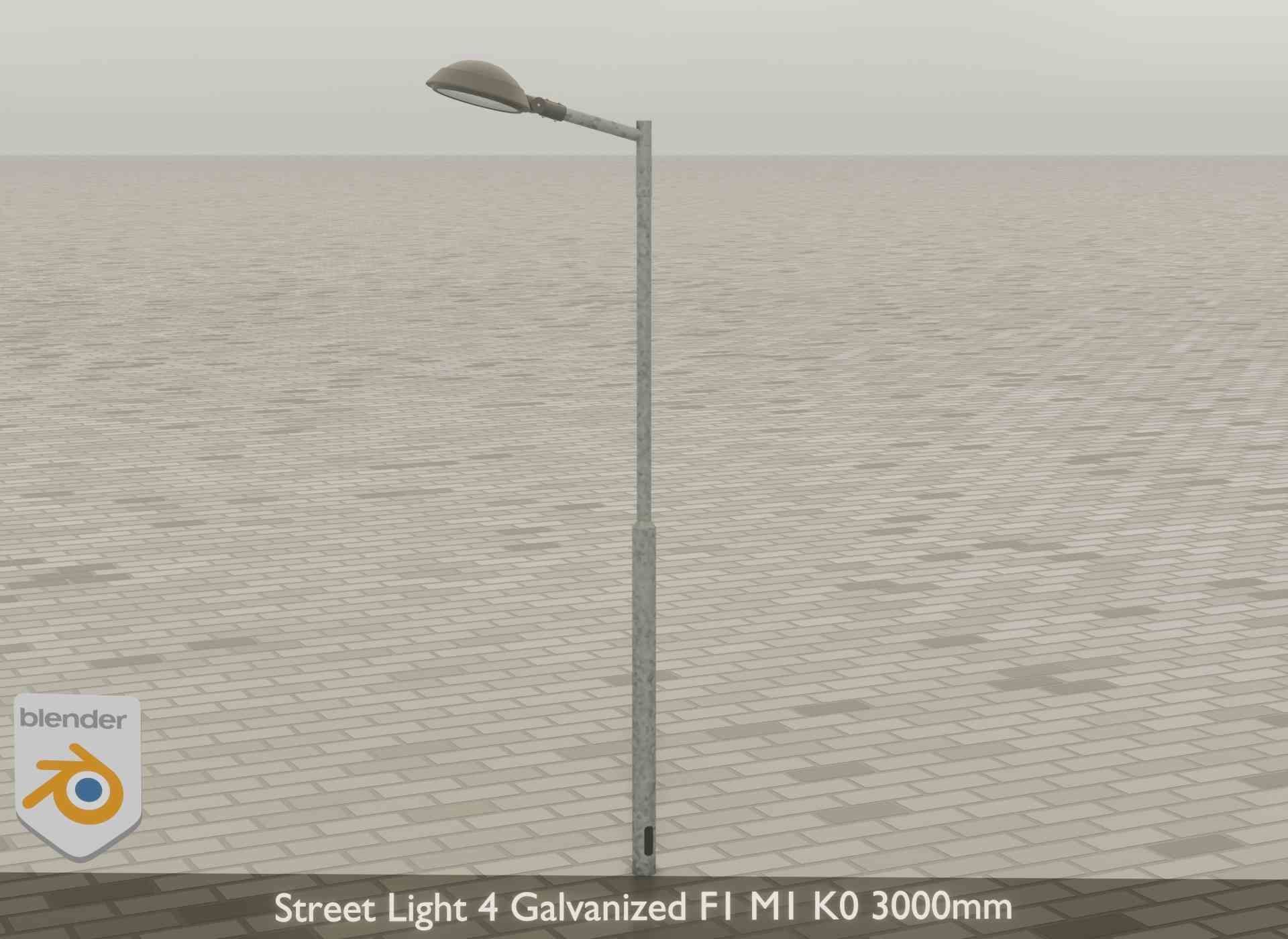 Street Light 4 Galvanized F1 M1 K0 3000mm Low-poly 3D model_38