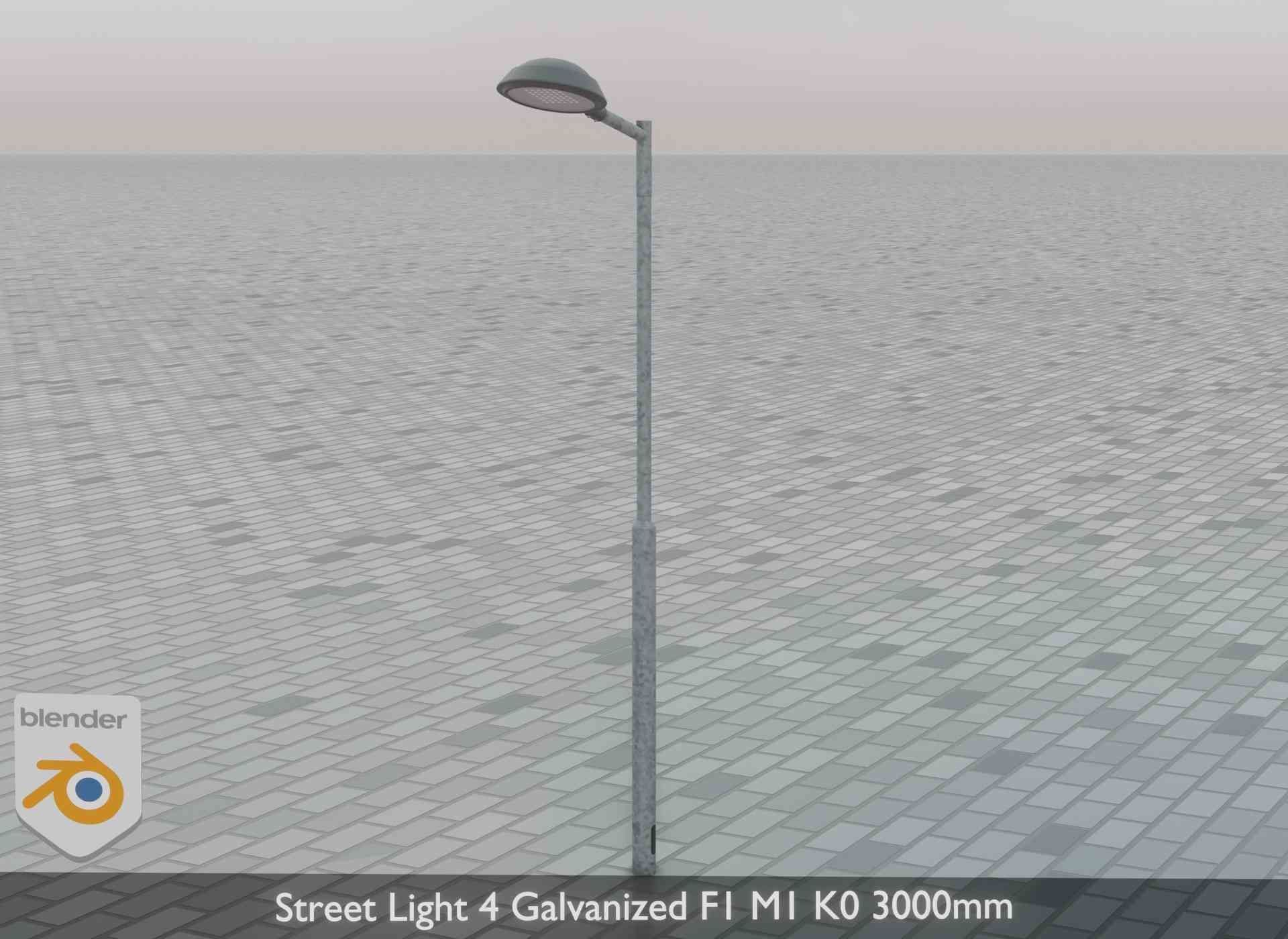 Street Light 4 Galvanized F1 M1 K0 3000mm Low-poly 3D model_74