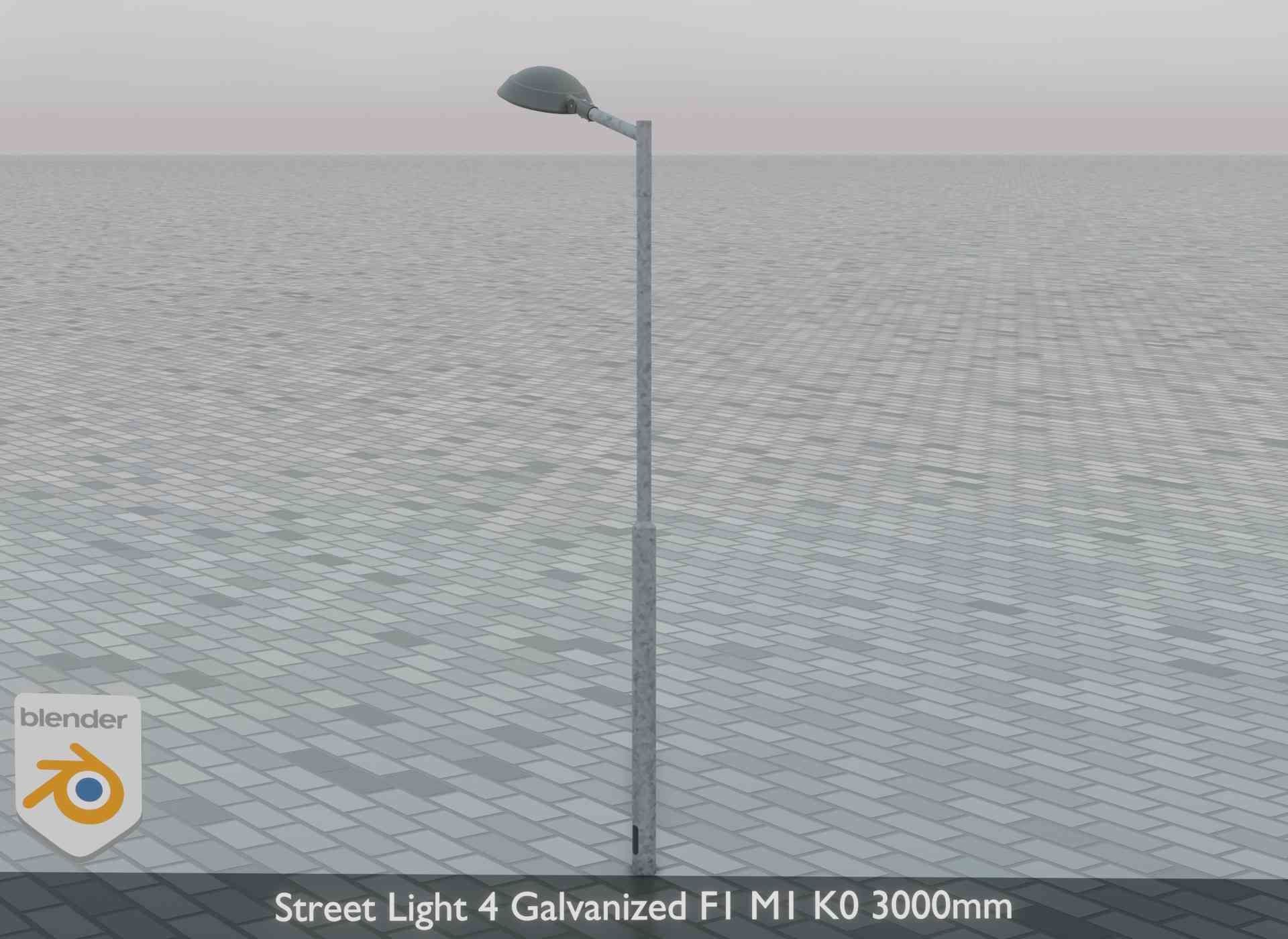 Street Light 4 Galvanized F1 M1 K0 3000mm Low-poly 3D model_8