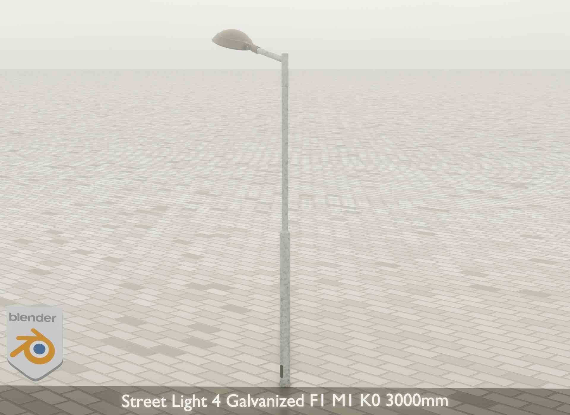 Street Light 4 Galvanized F1 M1 K0 3000mm Low-poly 3D model_46