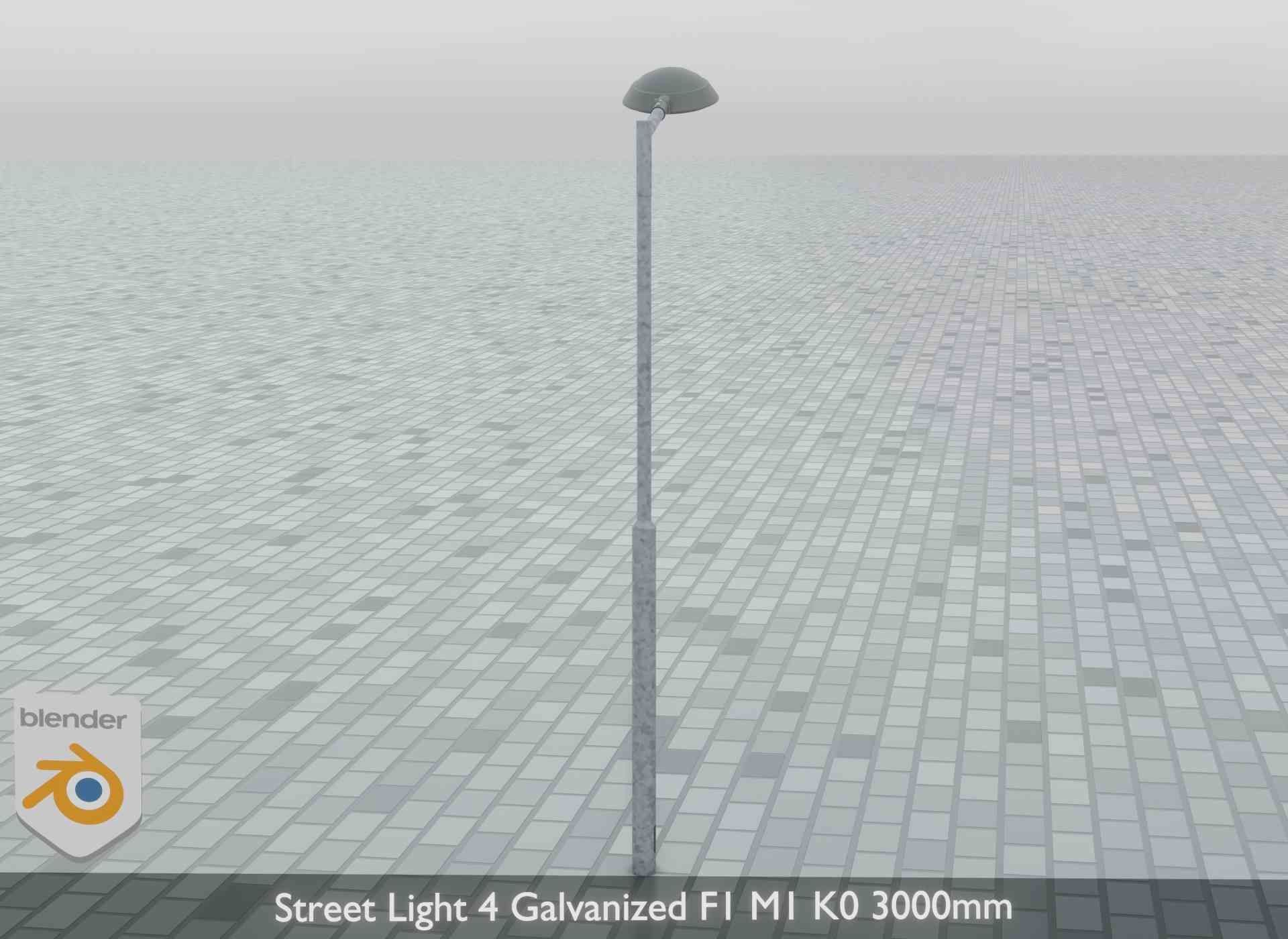 Street Light 4 Galvanized F1 M1 K0 3000mm Low-poly 3D model_13