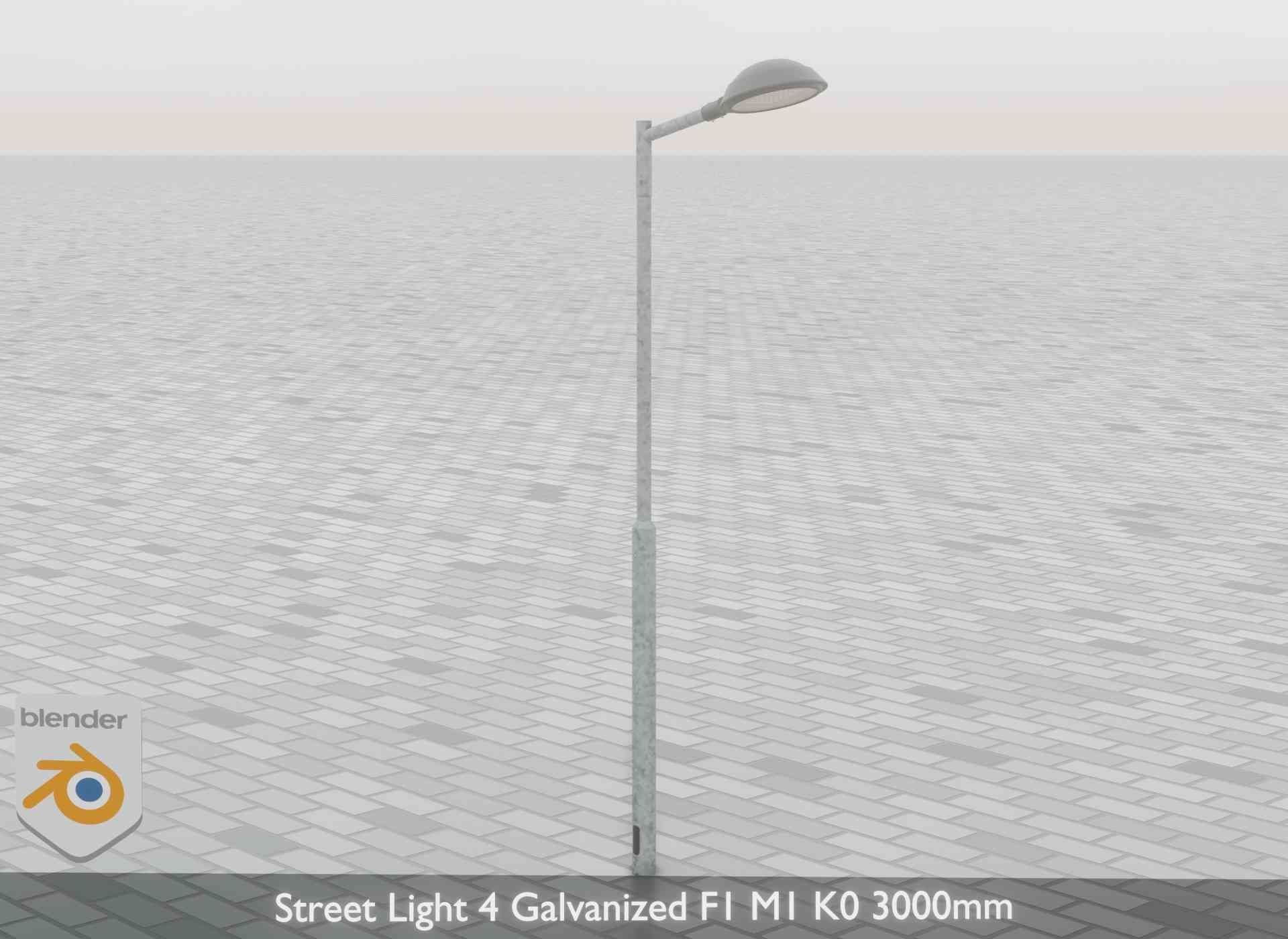 Street Light 4 Galvanized F1 M1 K0 3000mm Low-poly 3D model_66