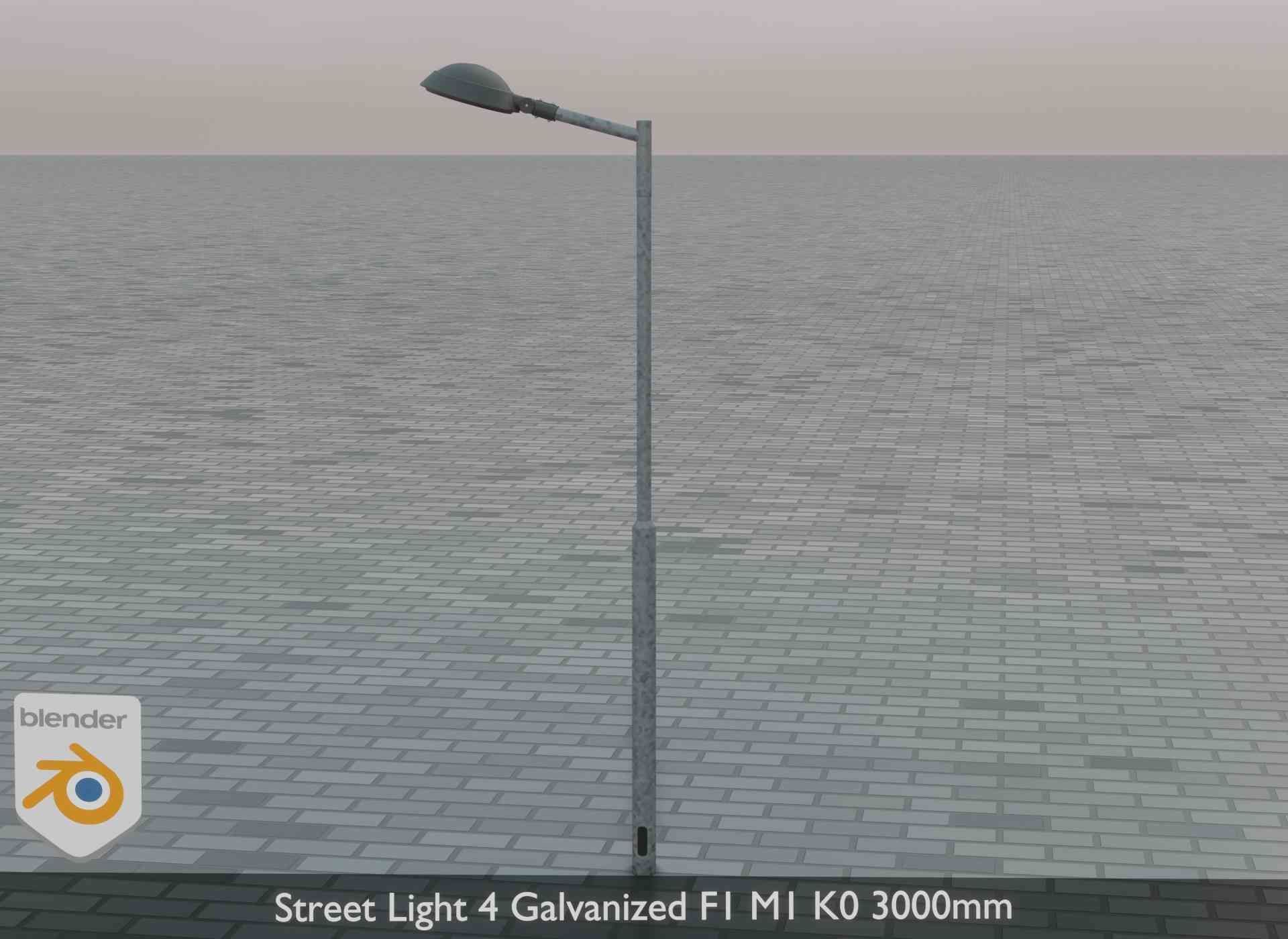 Street Light 4 Galvanized F1 M1 K0 3000mm Low-poly 3D model_3
