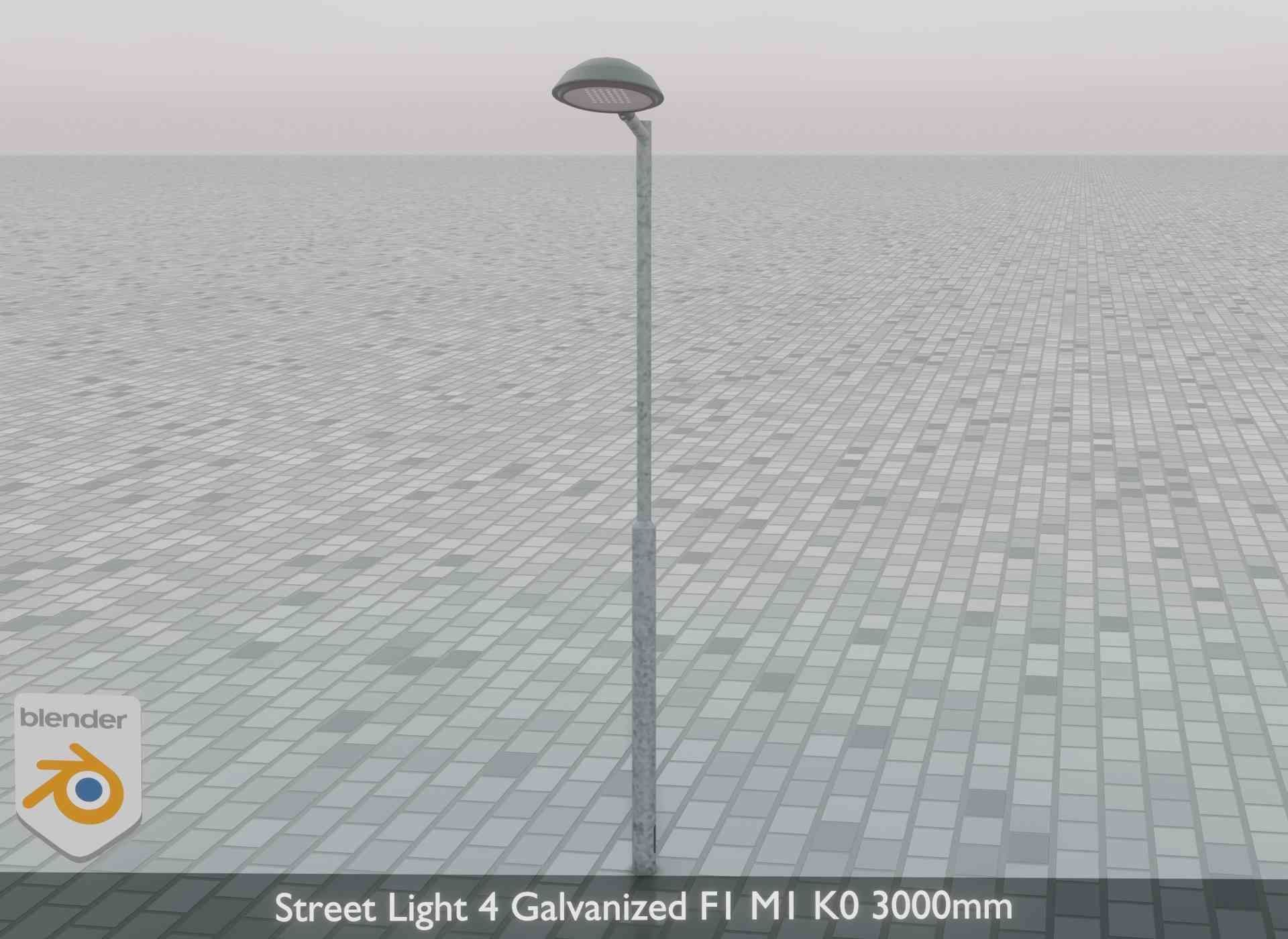Street Light 4 Galvanized F1 M1 K0 3000mm Low-poly 3D model_72