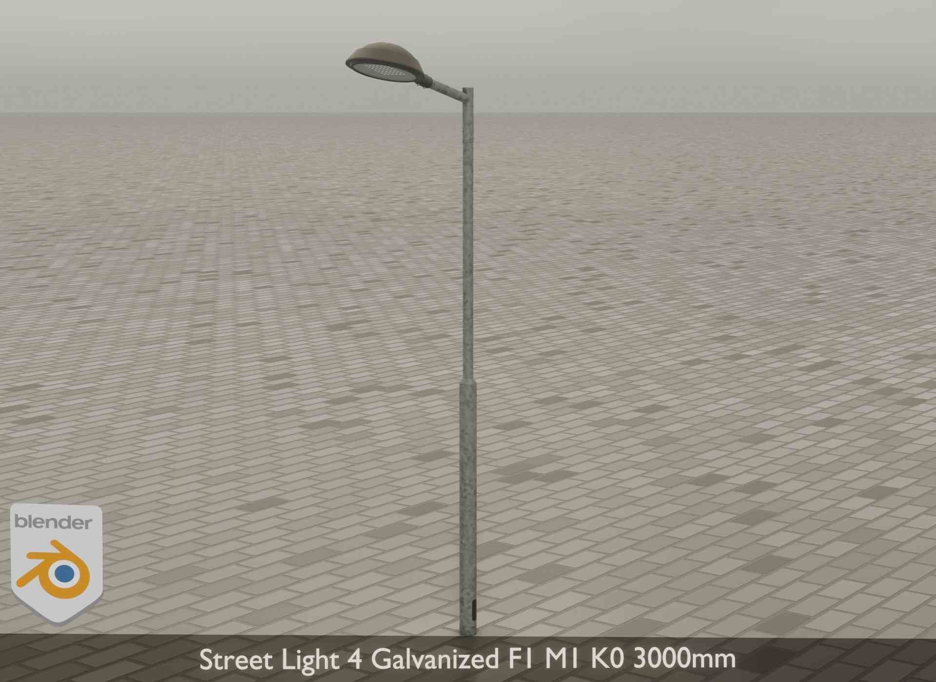 Street Light 4 Galvanized F1 M1 K0 3000mm Low-poly 3D model_35