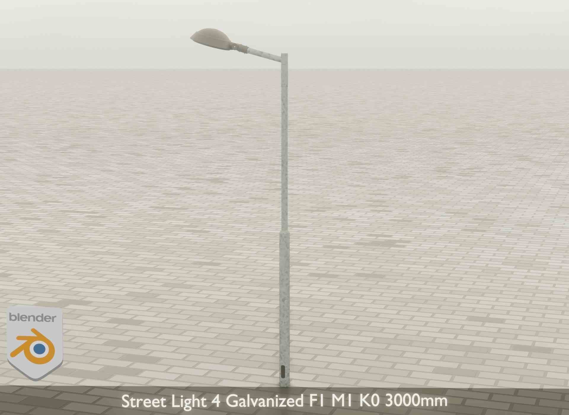 Street Light 4 Galvanized F1 M1 K0 3000mm Low-poly 3D model_43