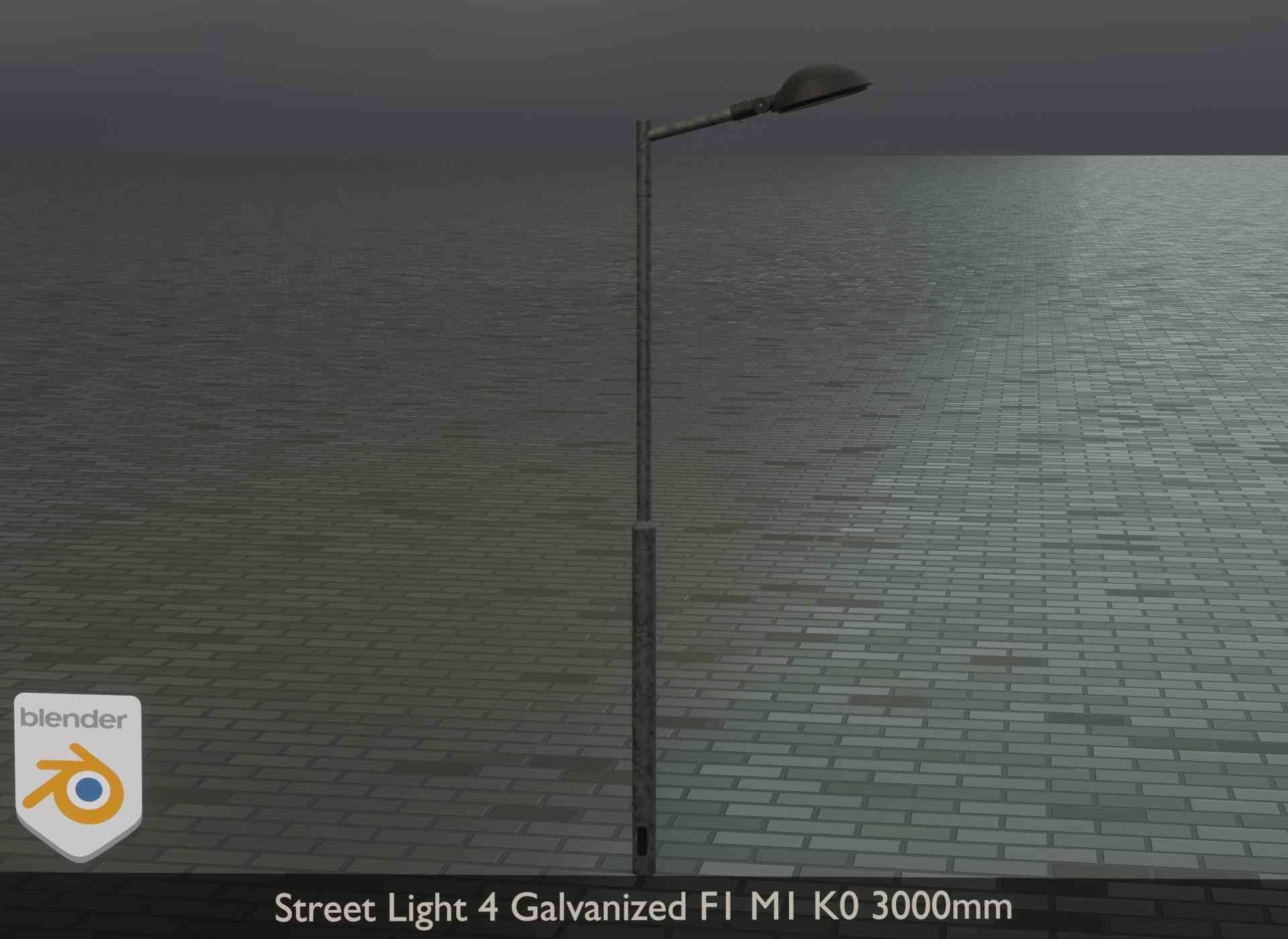 Street Light 4 Galvanized F1 M1 K0 3000mm Low-poly 3D model_2