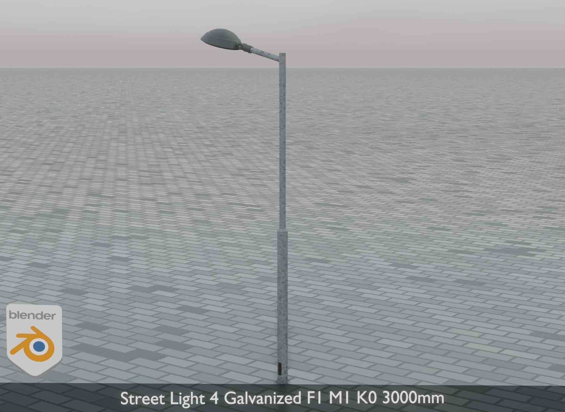 Street Light 4 Galvanized F1 M1 K0 3000mm Low-poly 3D model_6