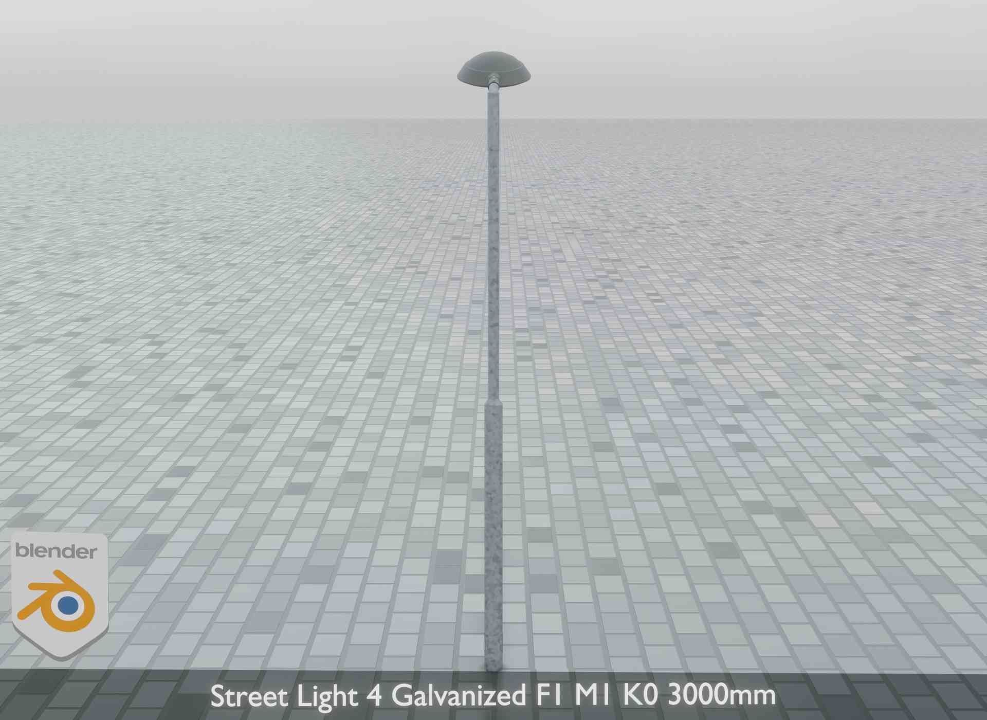 Street Light 4 Galvanized F1 M1 K0 3000mm Low-poly 3D model_12