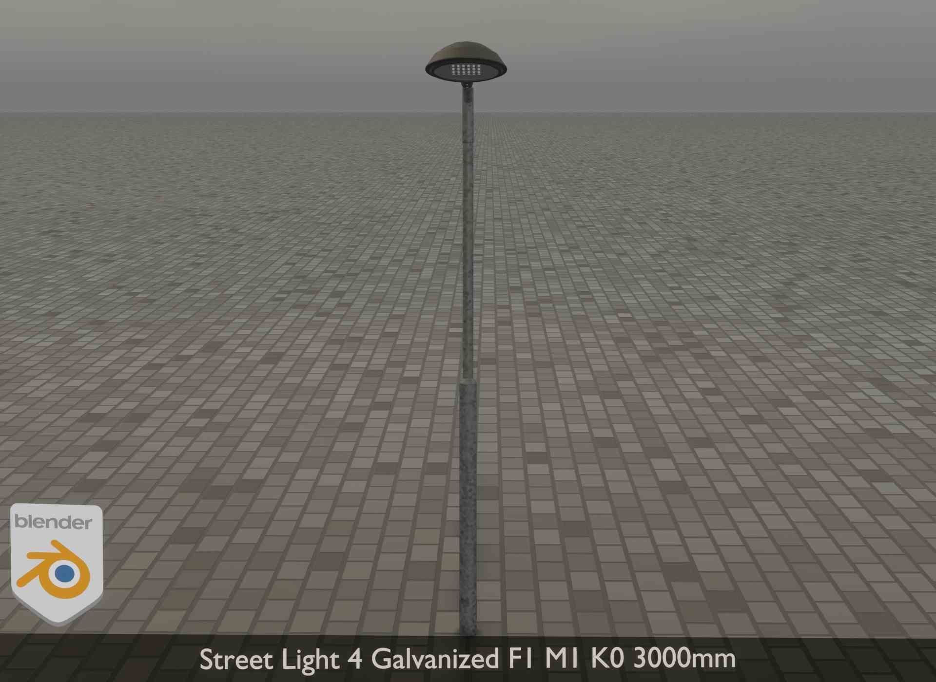 Street Light 4 Galvanized F1 M1 K0 3000mm Low-poly 3D model_31