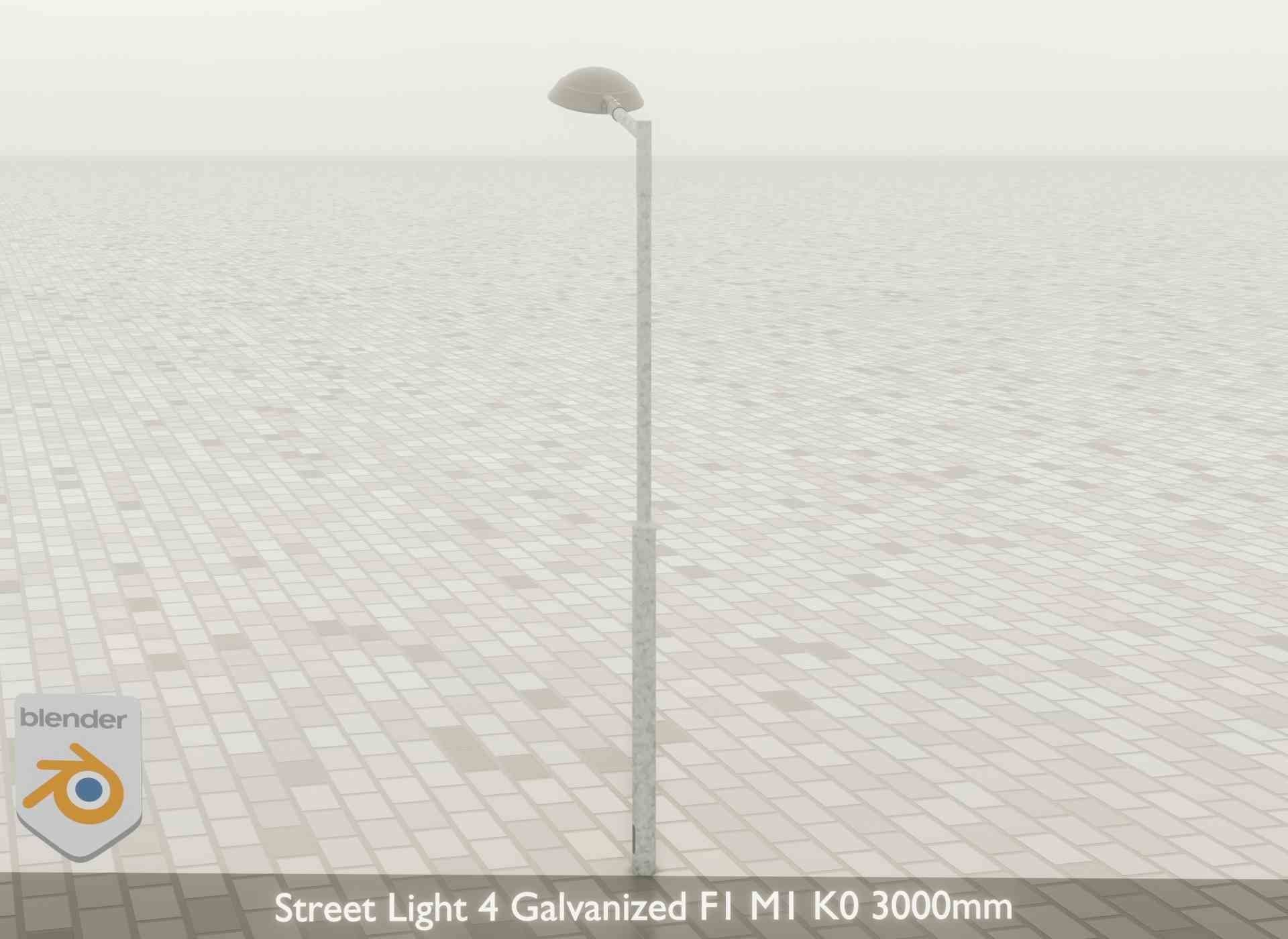 Street Light 4 Galvanized F1 M1 K0 3000mm Low-poly 3D model_49