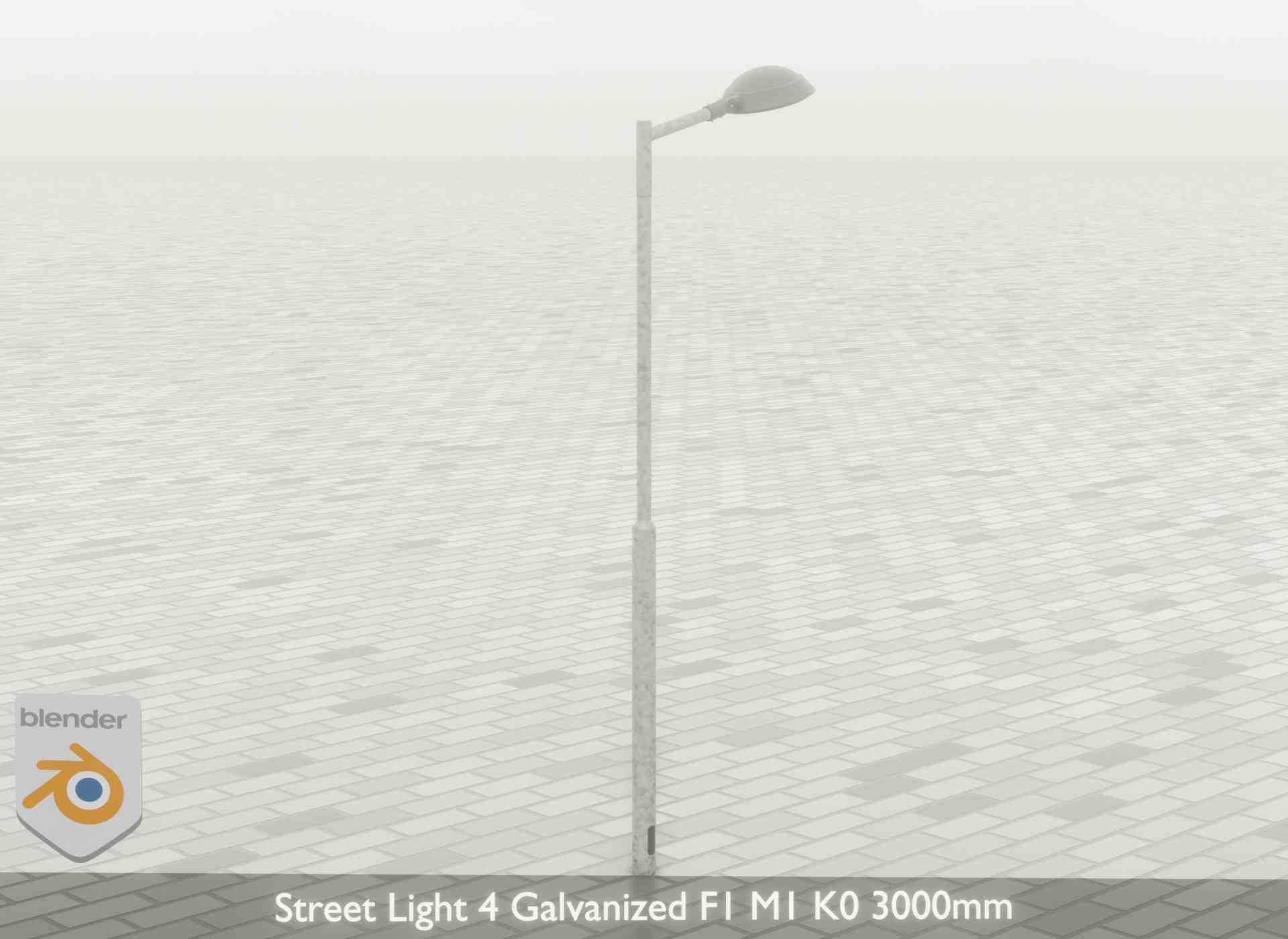 Street Light 4 Galvanized F1 M1 K0 3000mm Low-poly 3D model_56