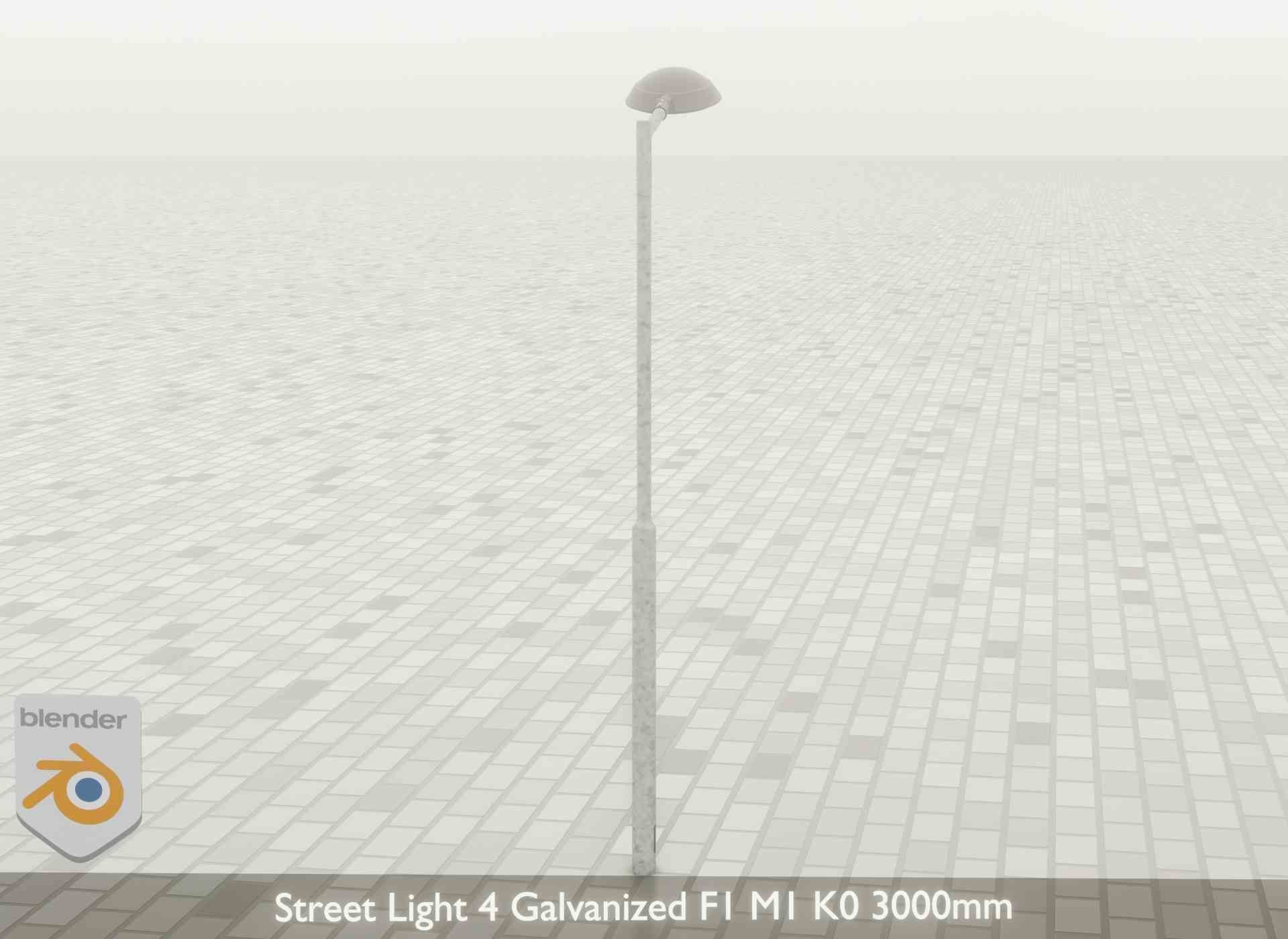 Street Light 4 Galvanized F1 M1 K0 3000mm Low-poly 3D model_52